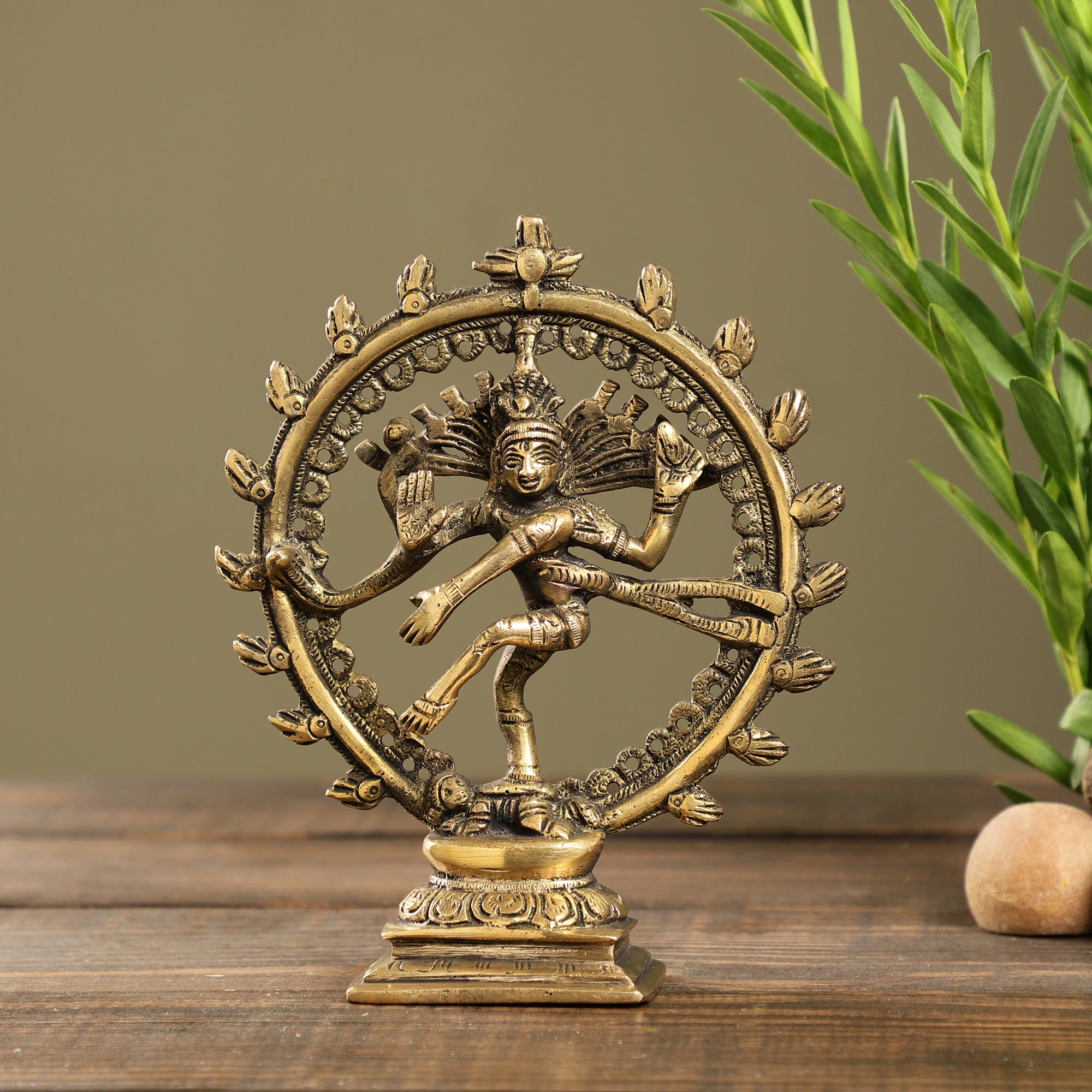 Handcrafted Brass Natraj (Antique Gold)