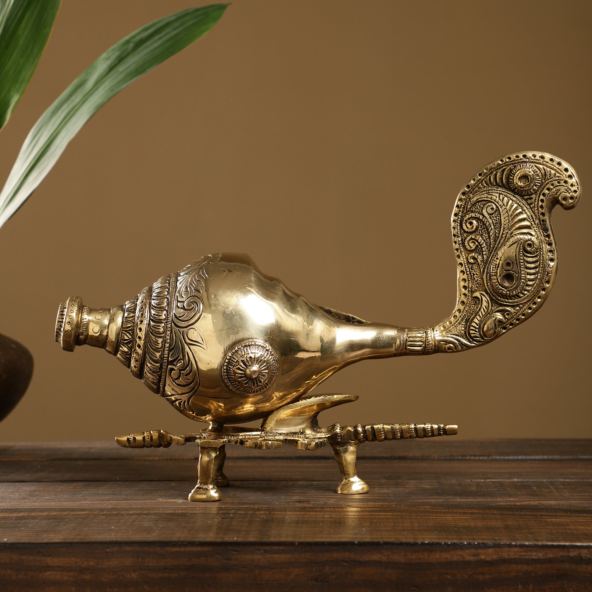 Handcrafted Brass Shank - Peacock Detailing