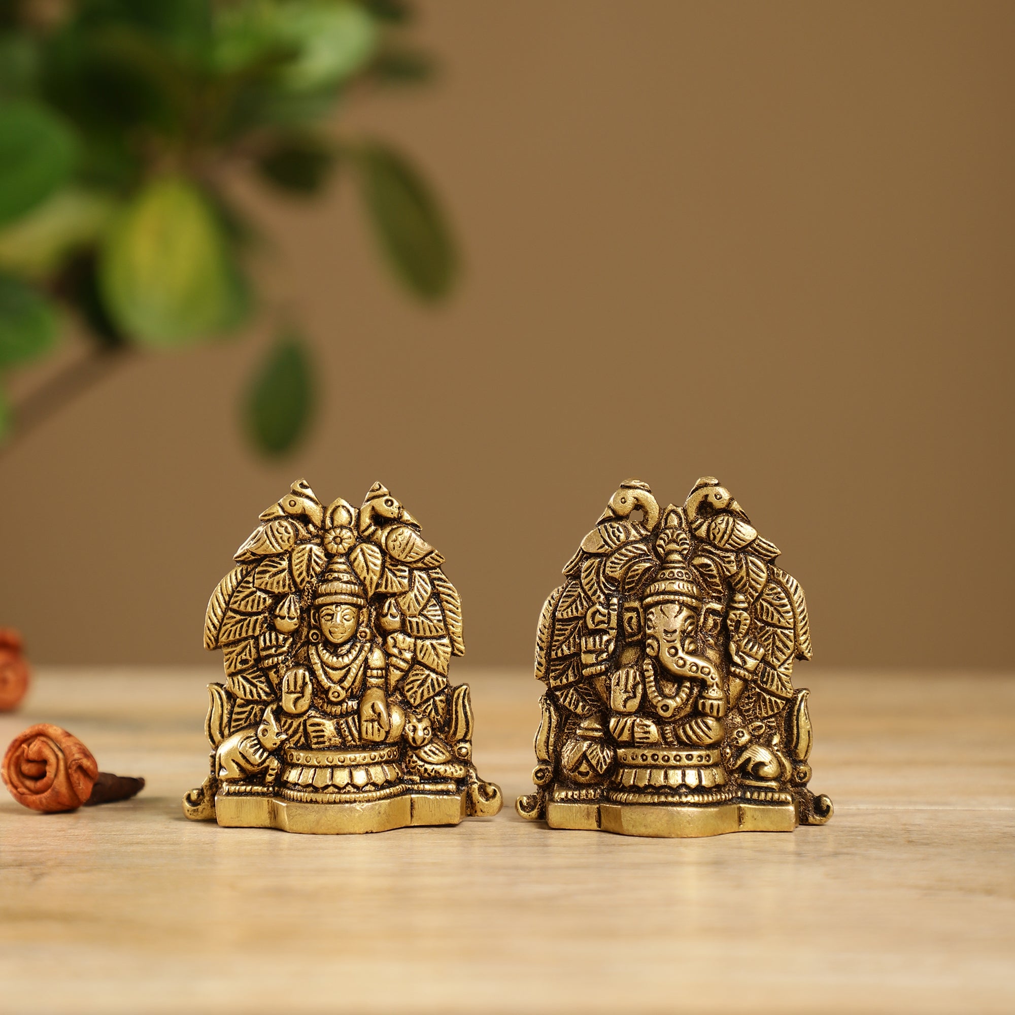 Brass Ganesh Lakshmi Idols (set of 2)