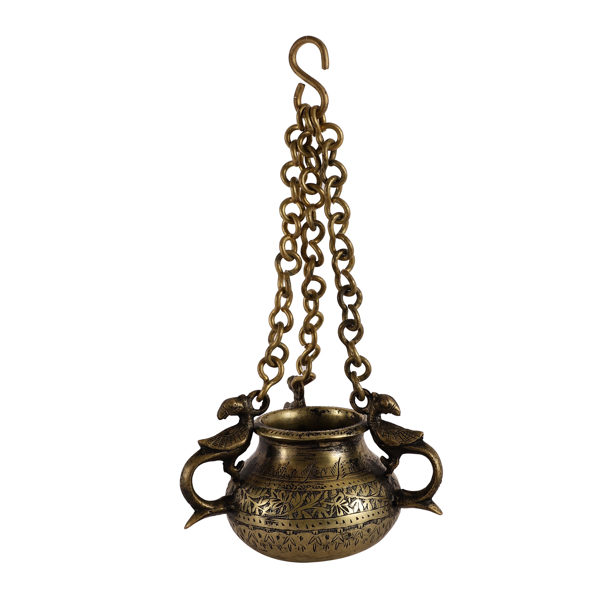 Hanging Antique Brass Pot - Matka