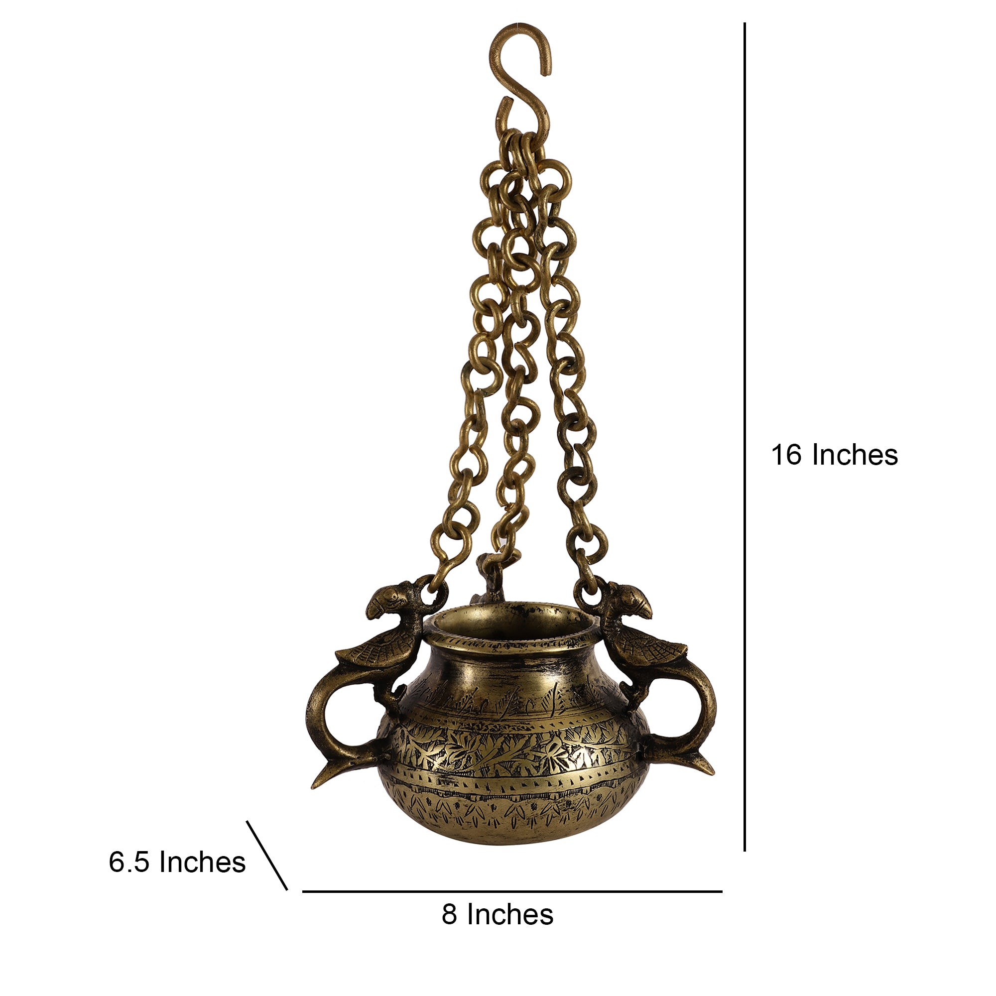 Hanging Antique Brass Pot - Matka