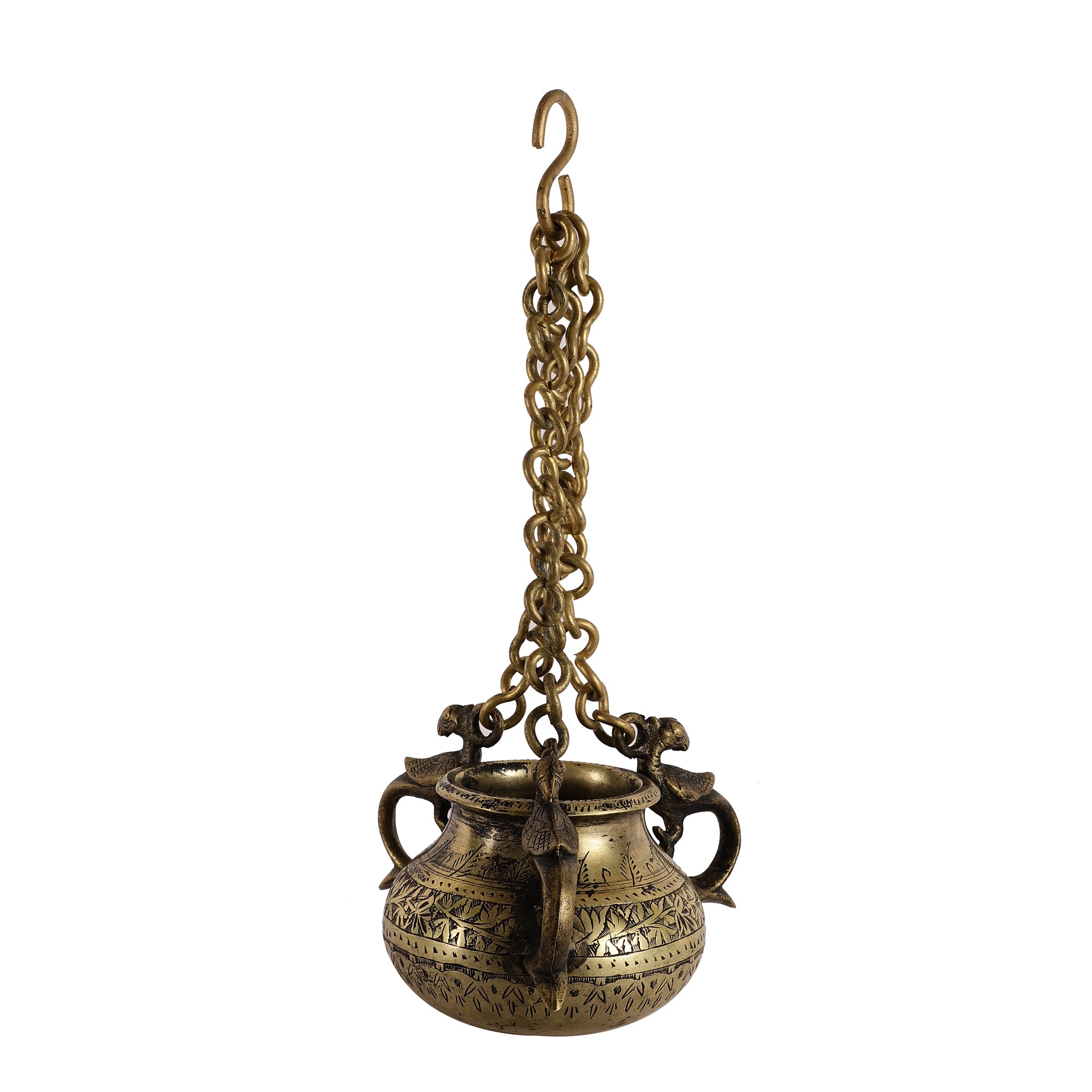 Hanging Antique Brass Pot - Matka