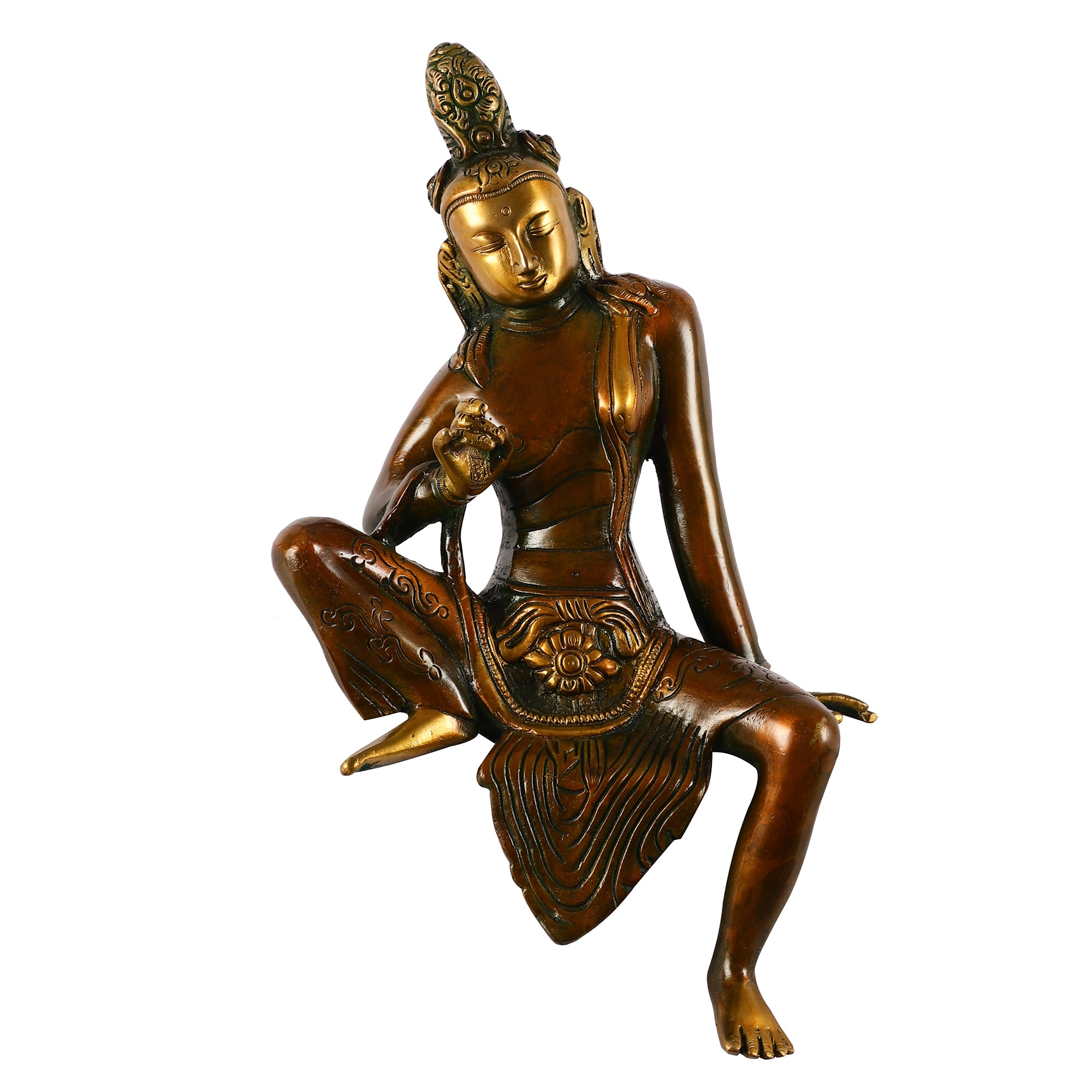 Brass Seated Indra Idol