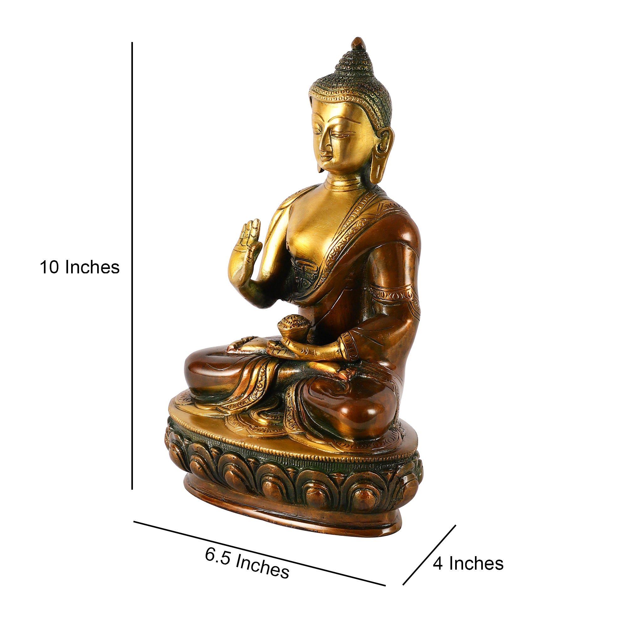 Brass Seated Buddha Idol (Large)