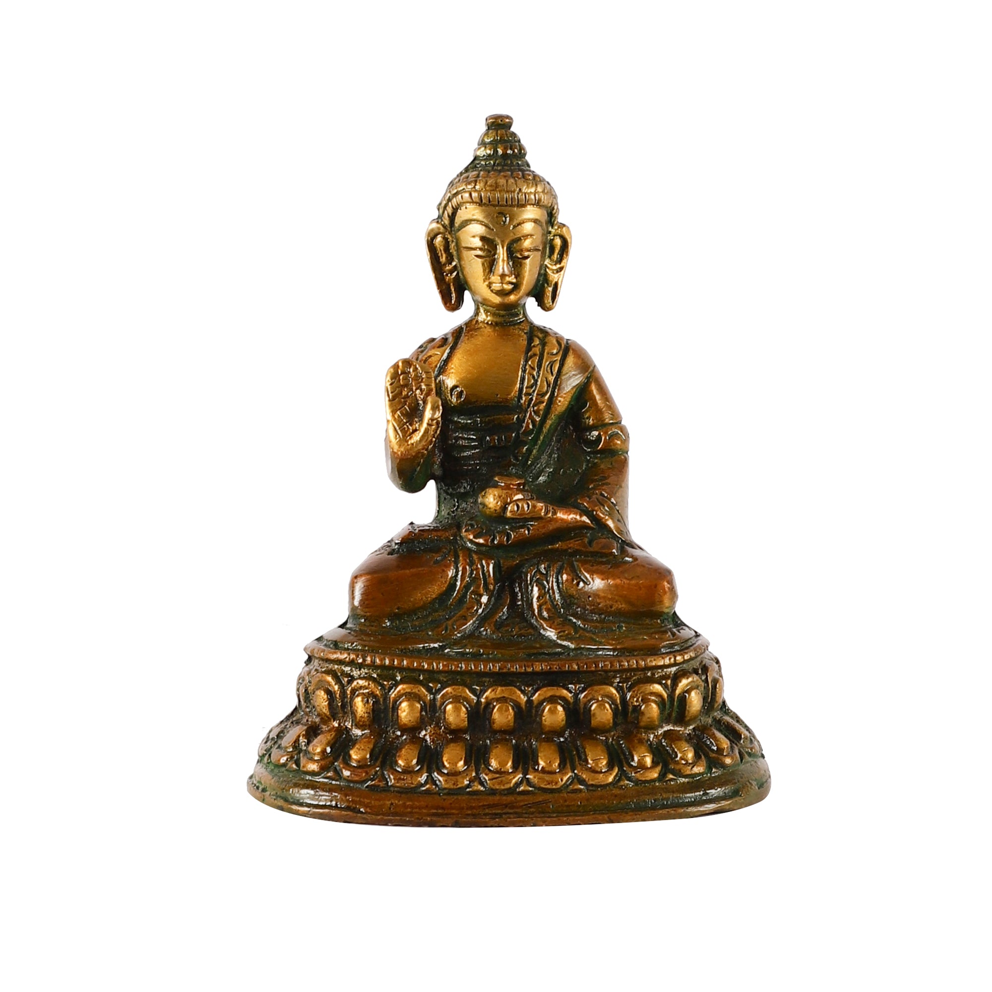 Brass Seated Buddha (Brown/Green)