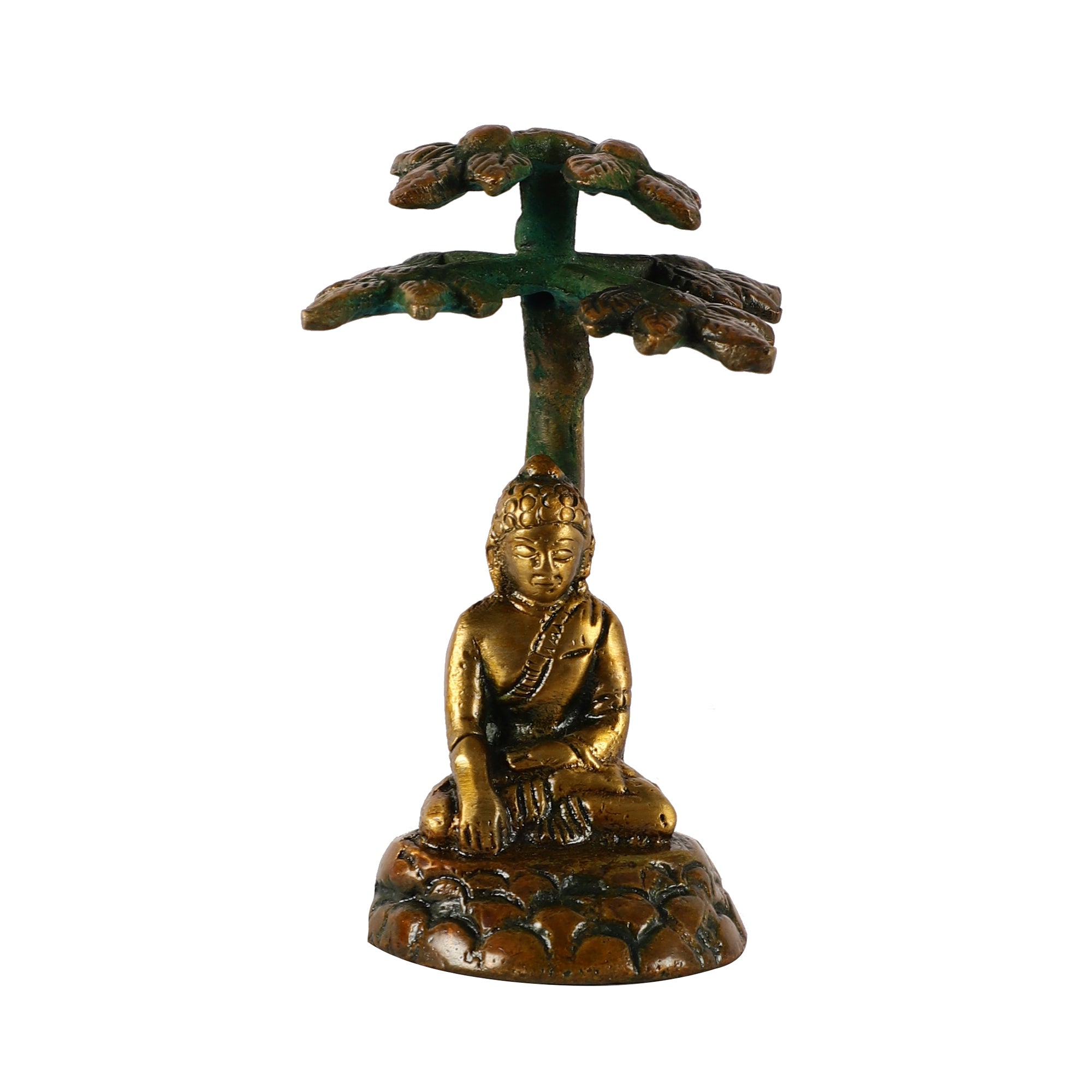 Brass Buddha Bodhi Tree (Brown/Green)