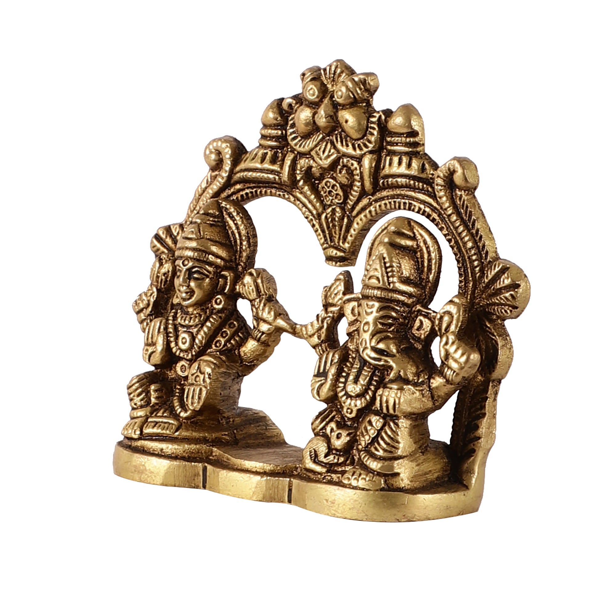 Ganesh Lakshmi Brass Idol (Gold Finish)
