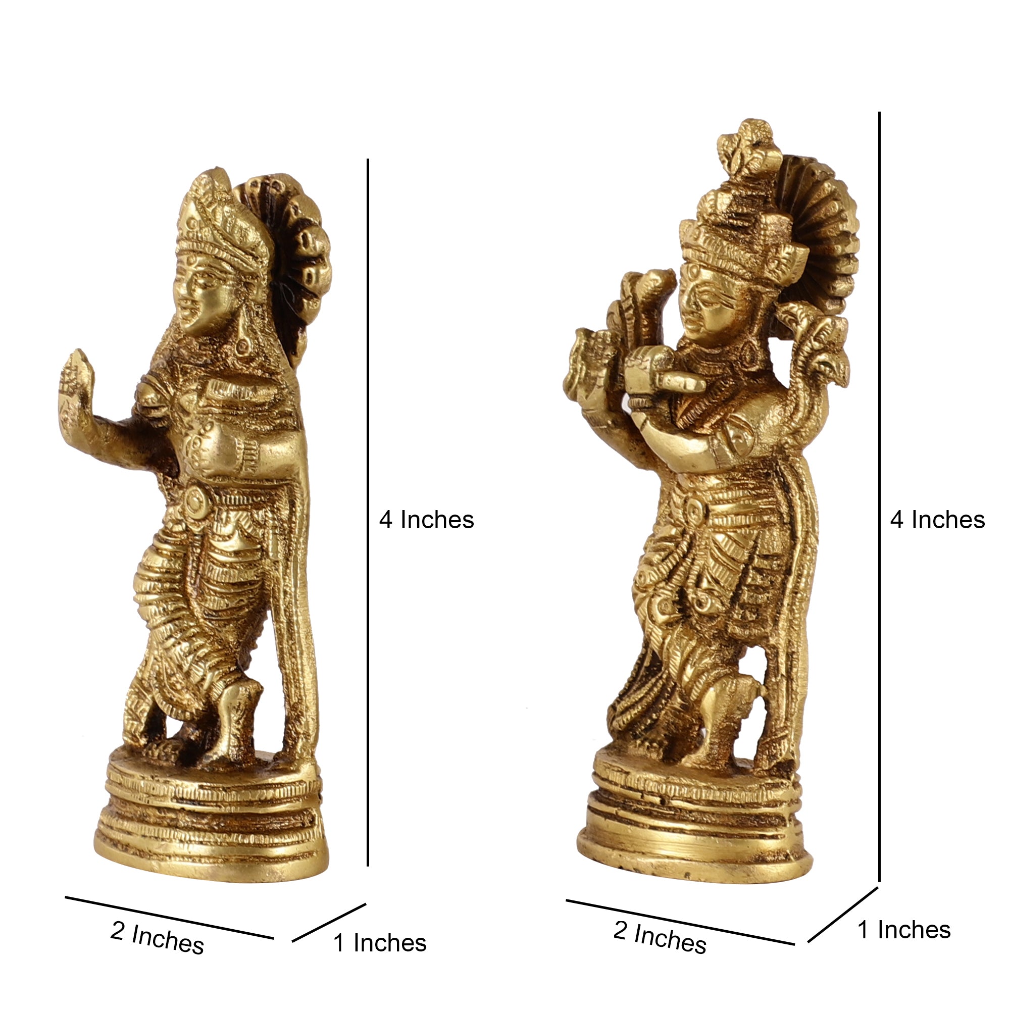 Radha-Krishna Brass Idols (Set of 2)