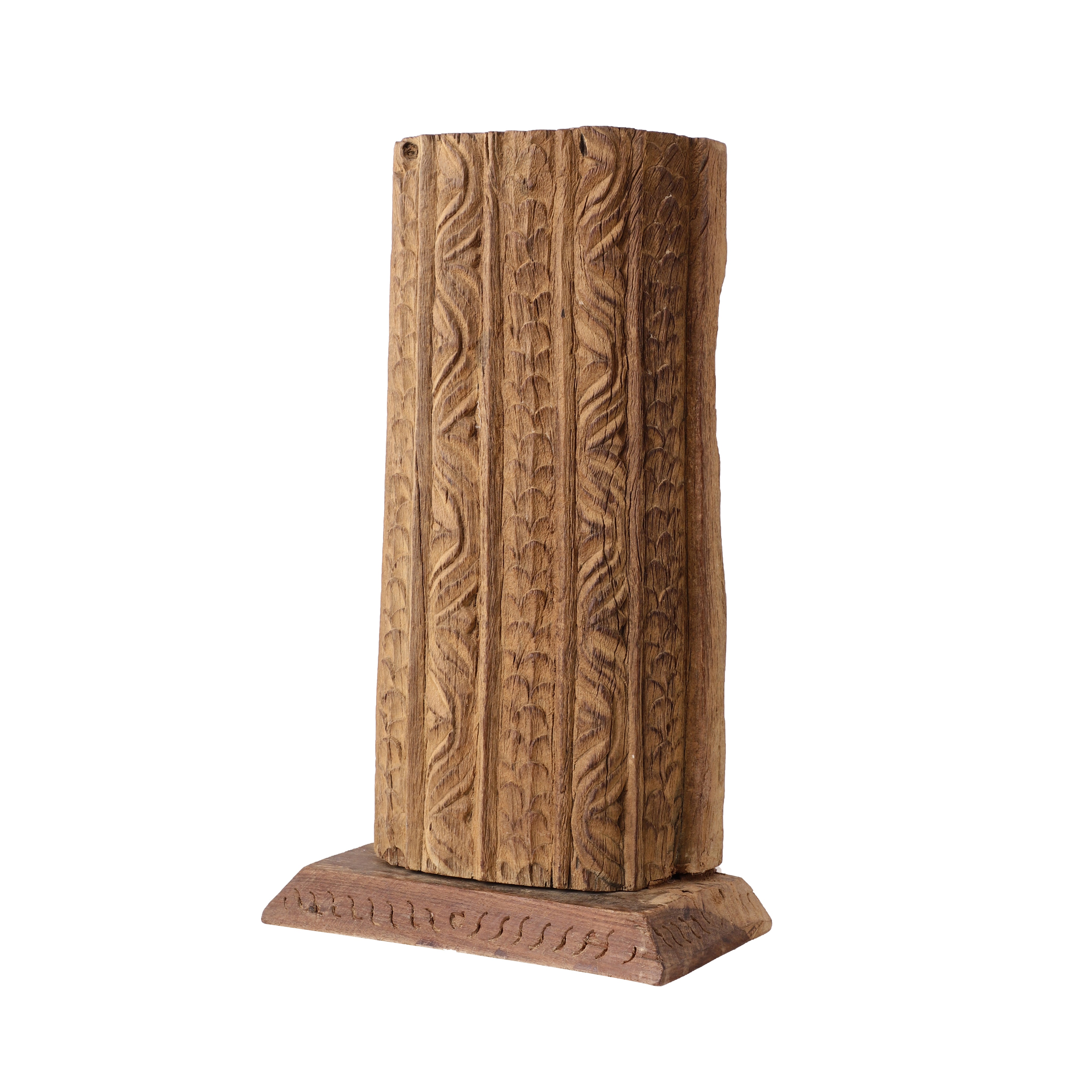 Antique Carved Wooden Candle Pillar (Half-Round)