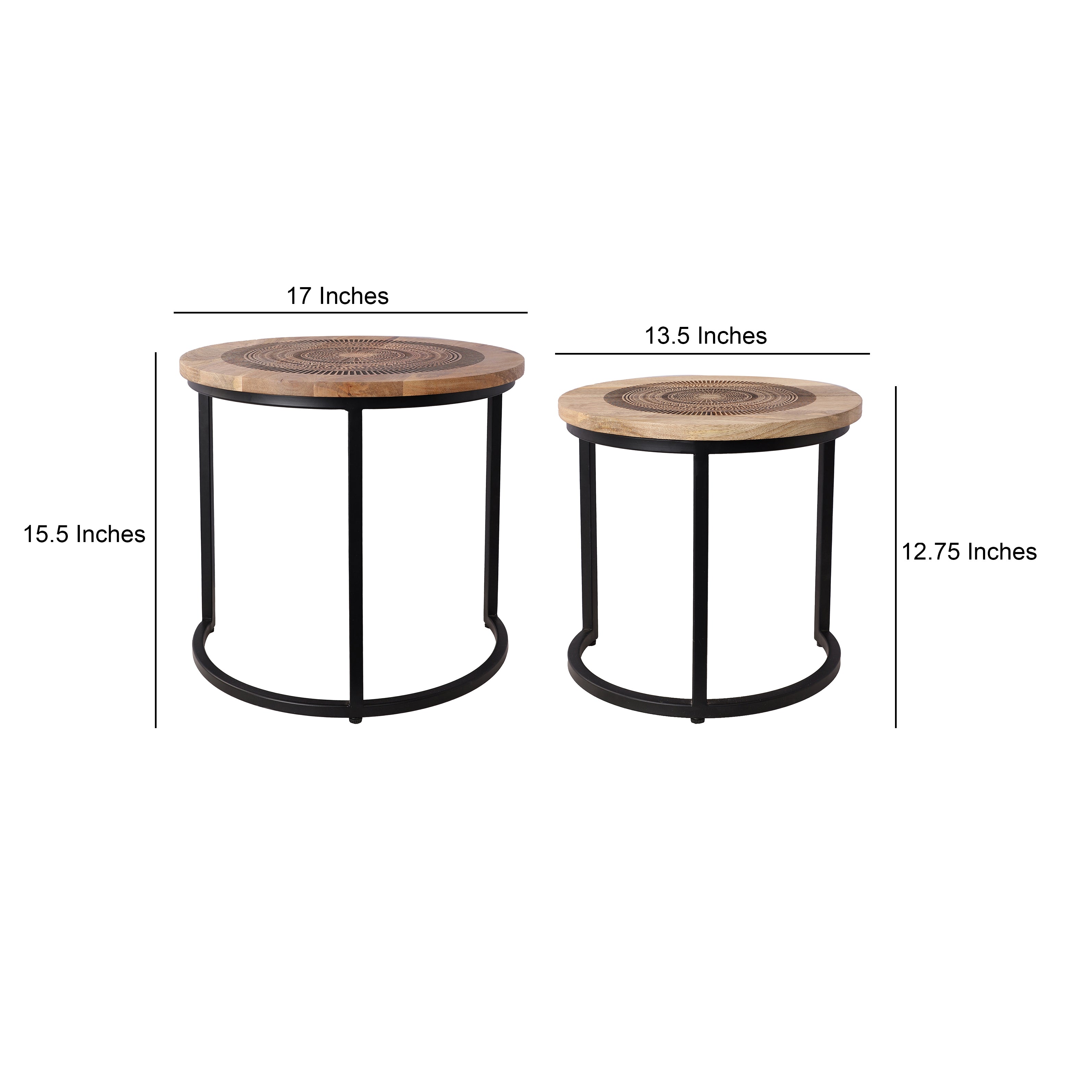 Wood and Metal Nested Tables/Stools (Set of 2)