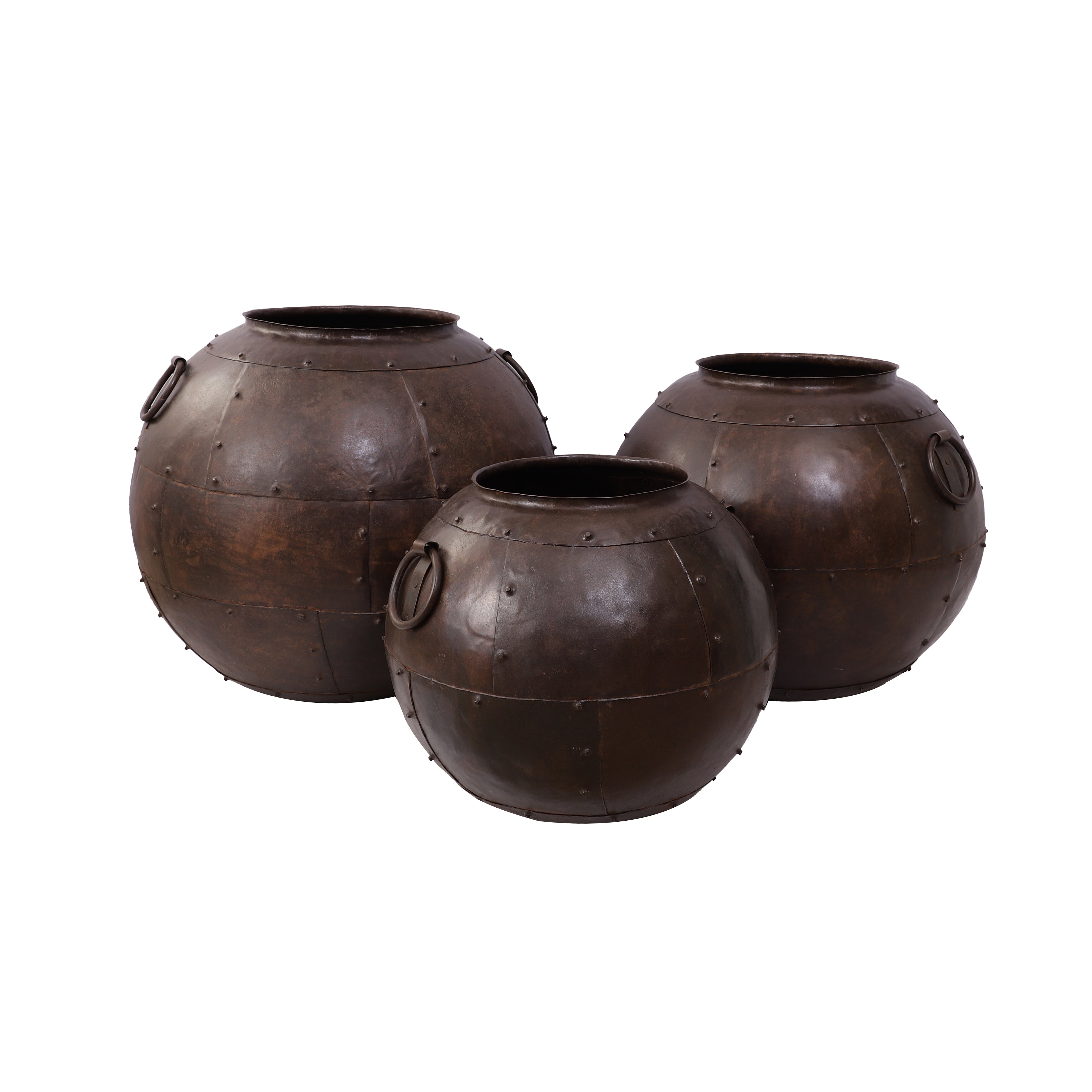 Brown Round Metal Pot (Single)