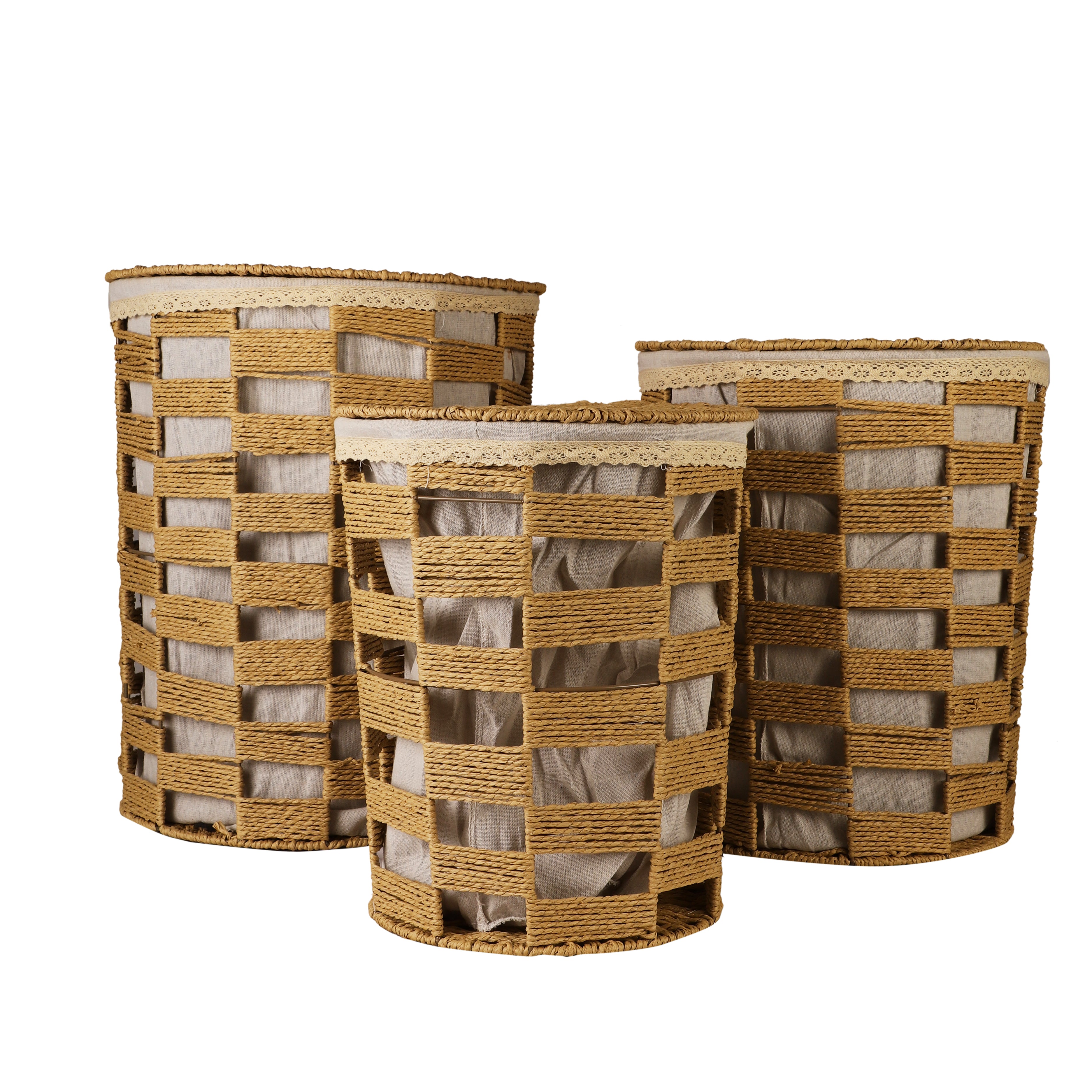 Rustic Jute Laundry Basket with Lid (Single)