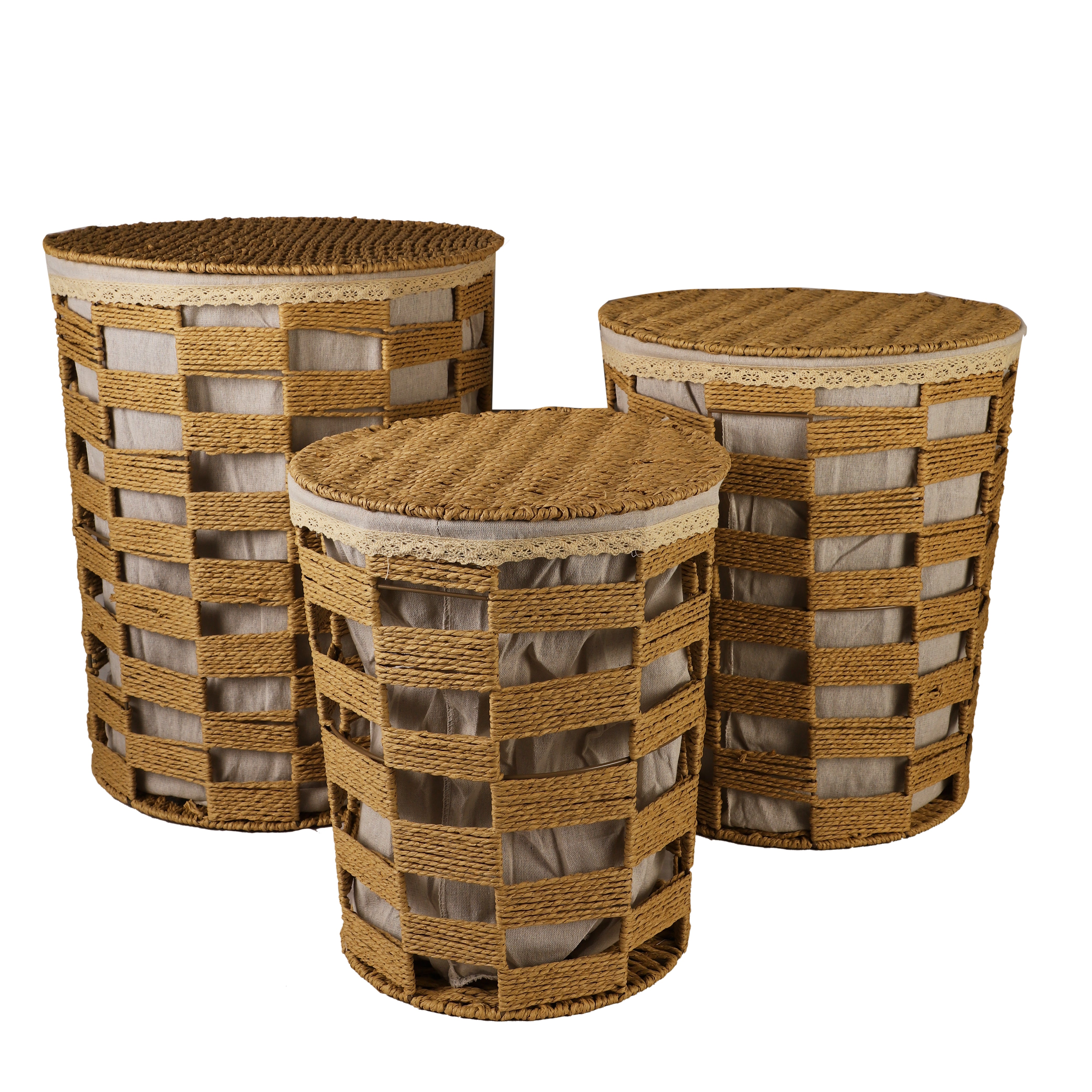 Rustic Jute Laundry Basket with Lid (Single)