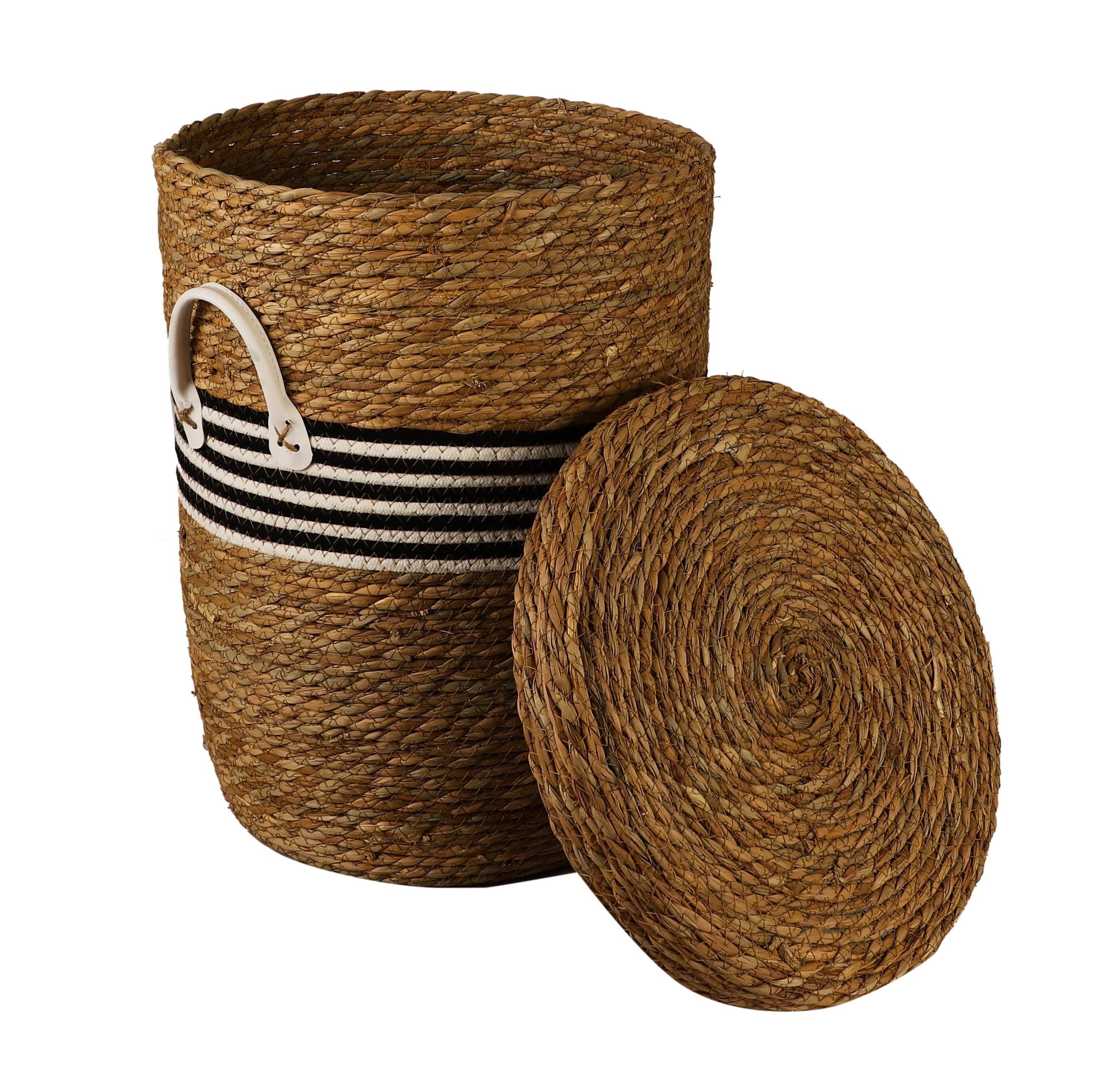 Jute Laundry Basket with Lid and Handle (Single)