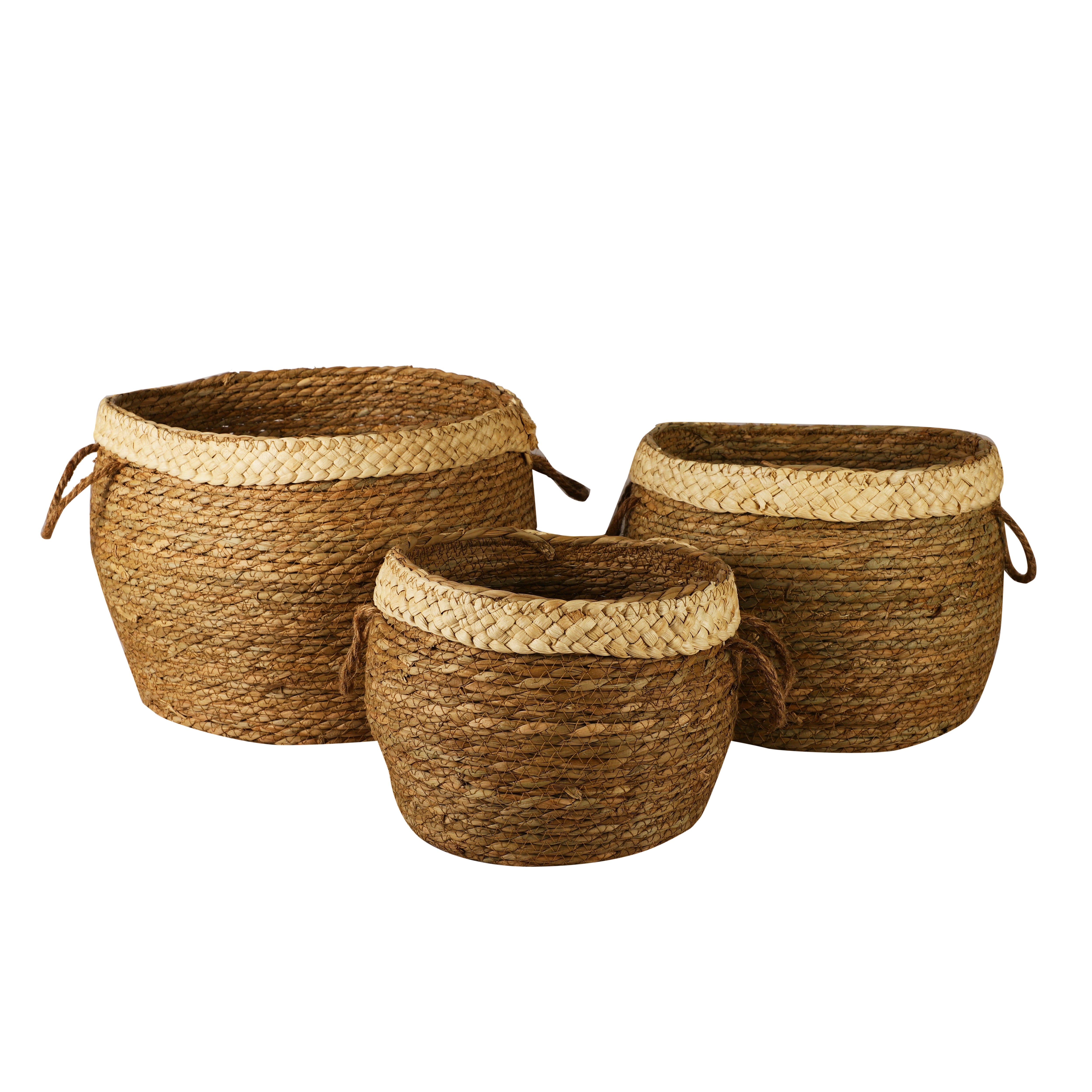 Jute Plant Baskets with Handle (Set of 3)