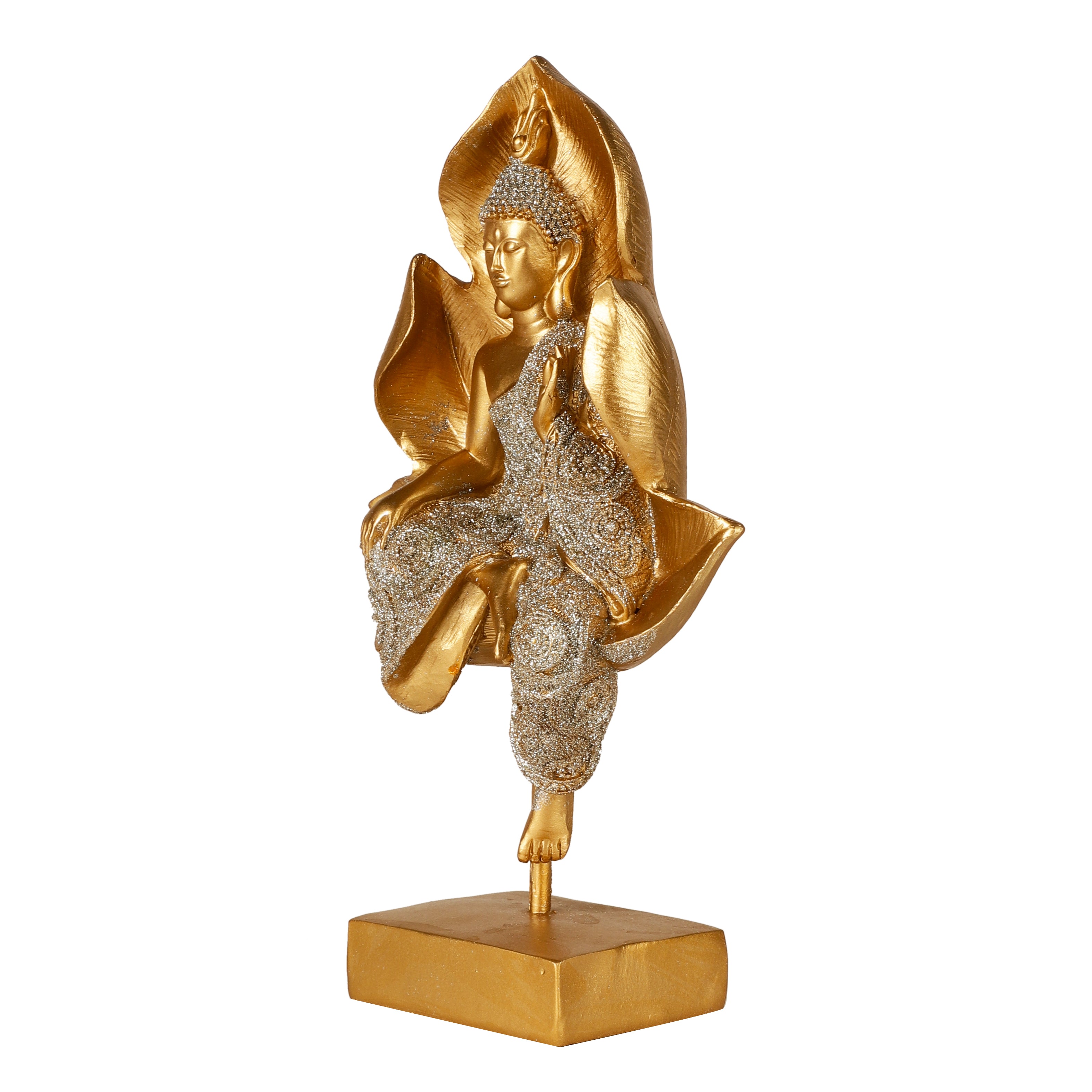 Shimmering Gold Lotus Buddha