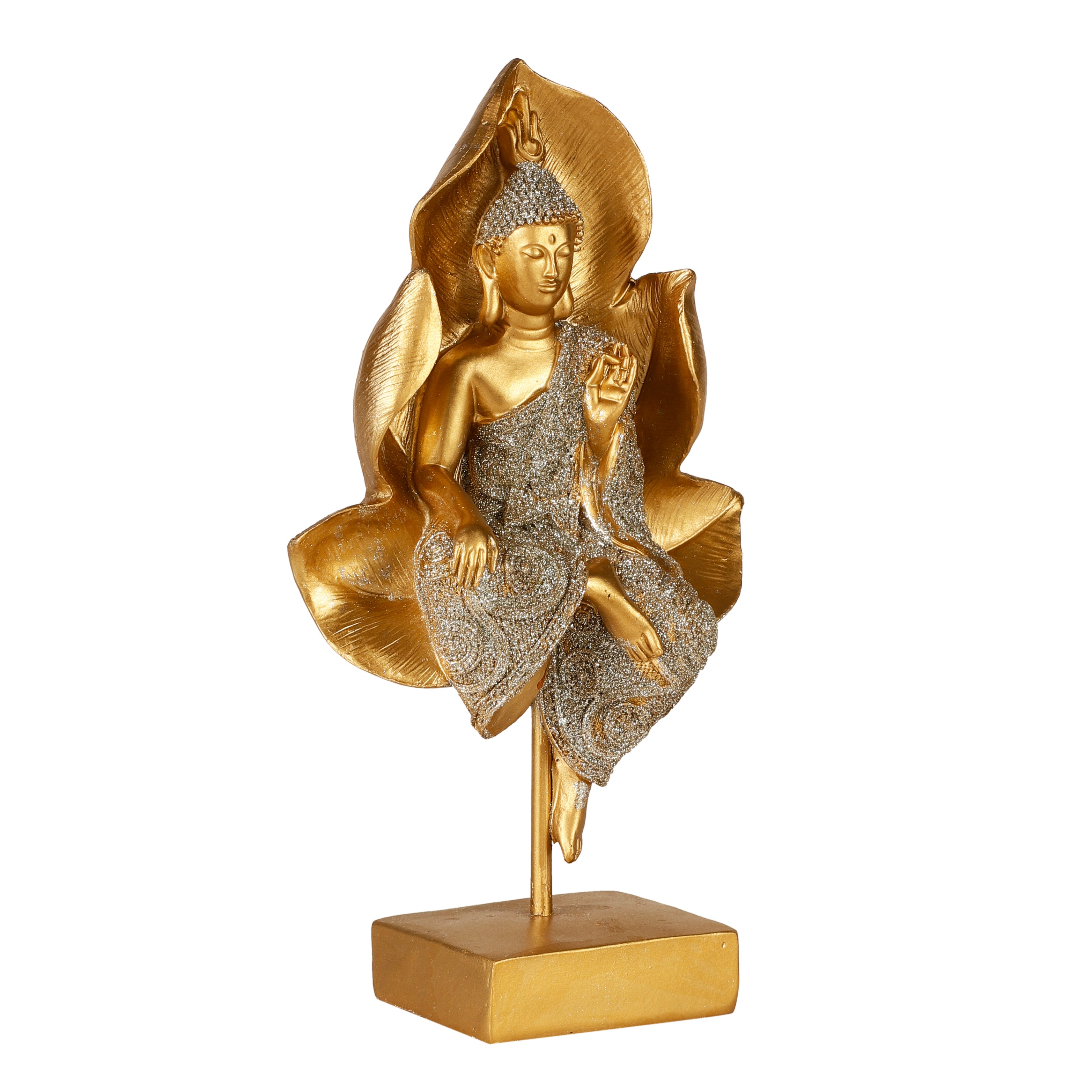 Shimmering Gold Lotus Buddha