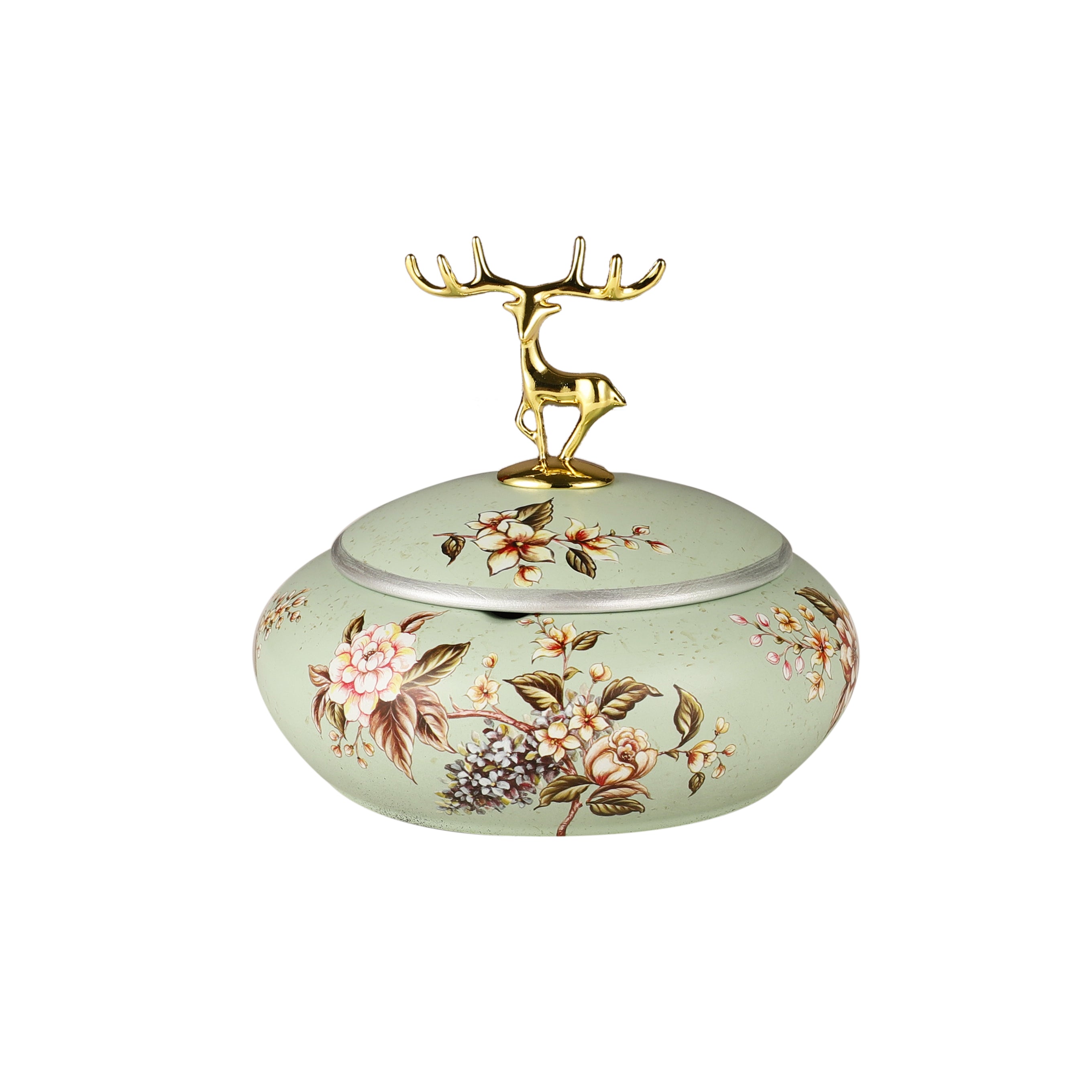 Gardenia Green Jar With Stag Top