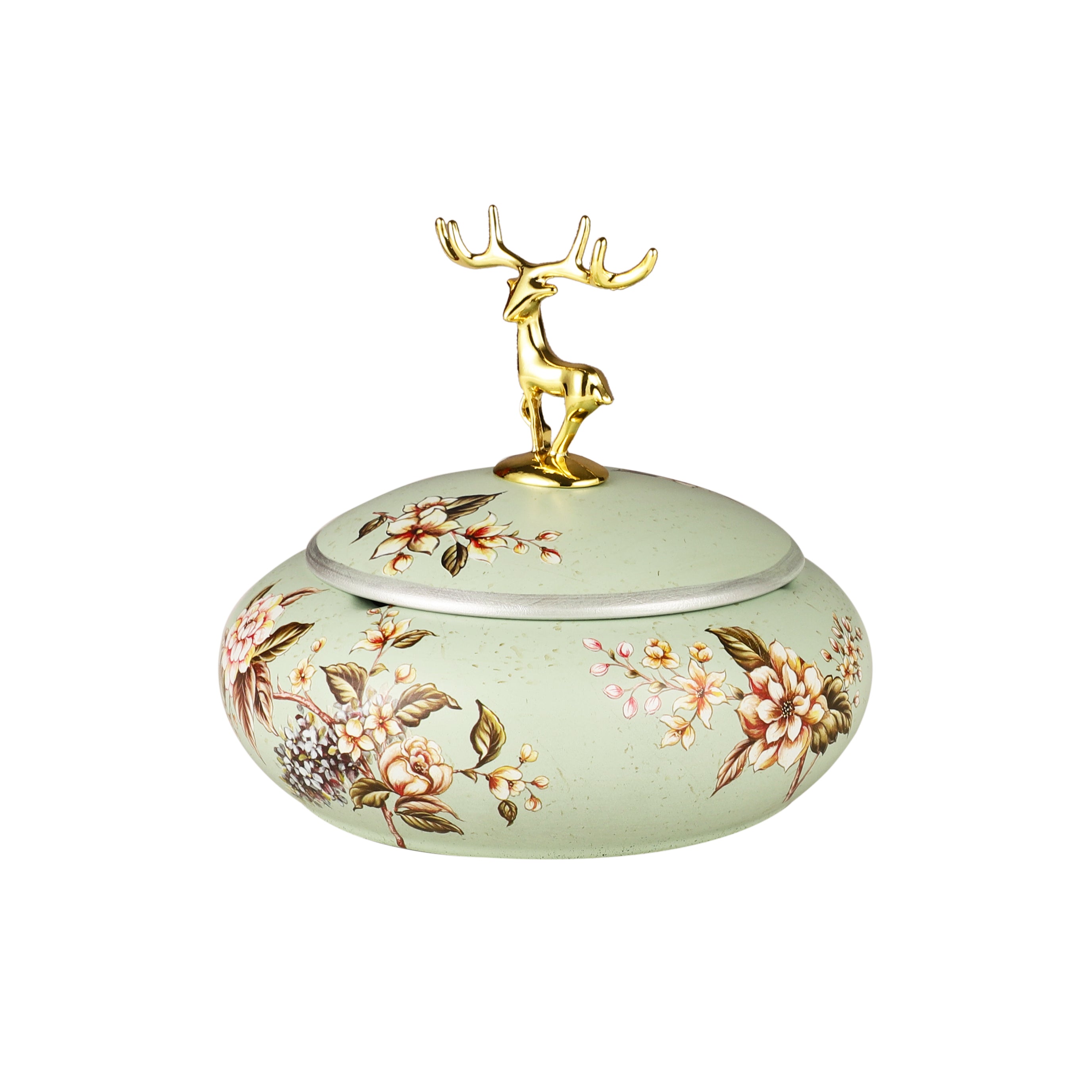 Gardenia Green Jar With Stag Top