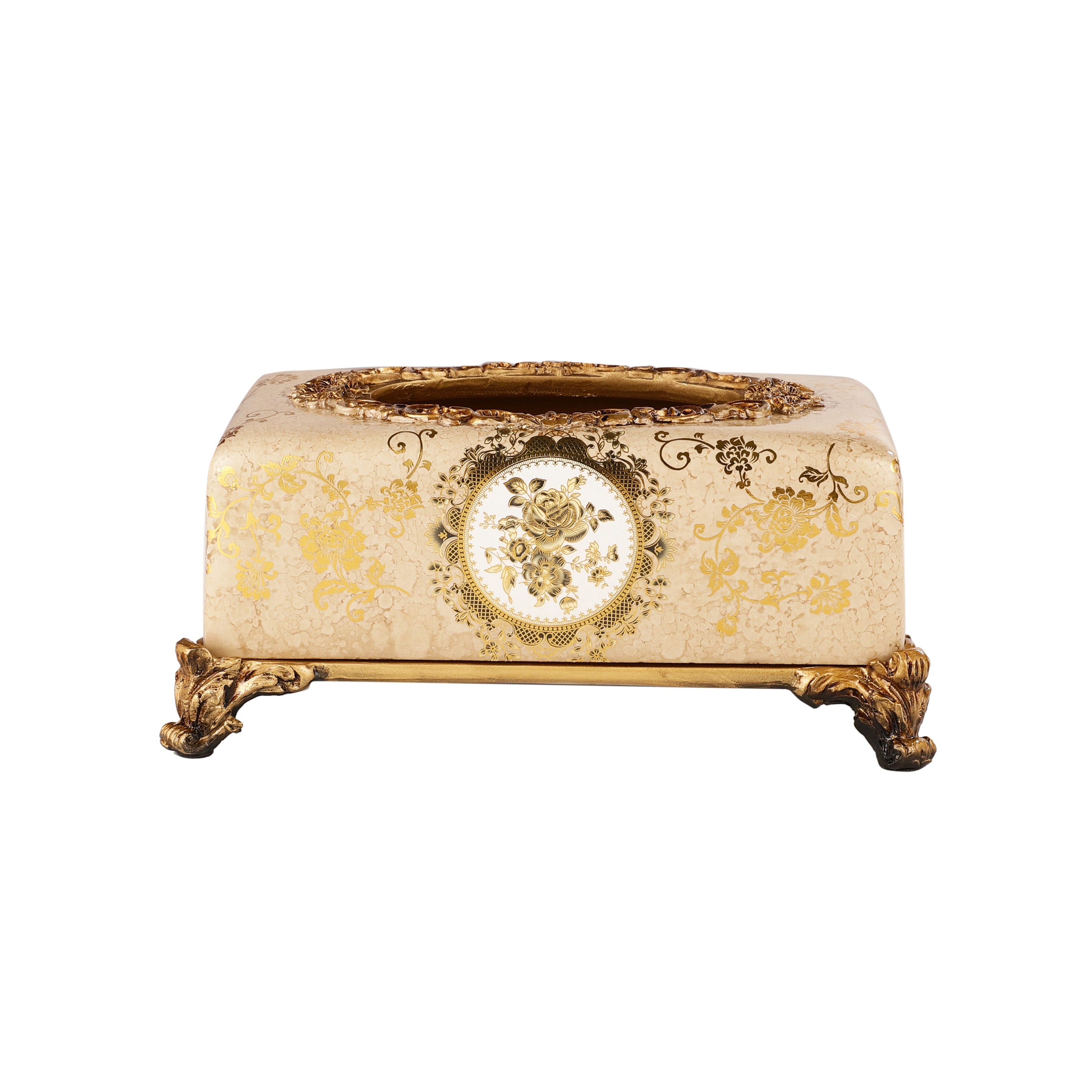 Cream & Gold Ornate Tissue Holder