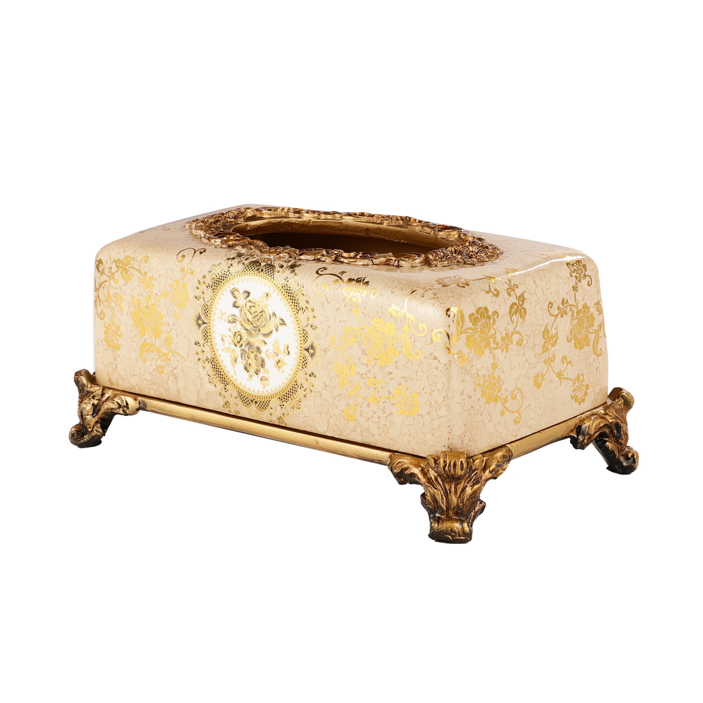 Cream & Gold Ornate Tissue Holder