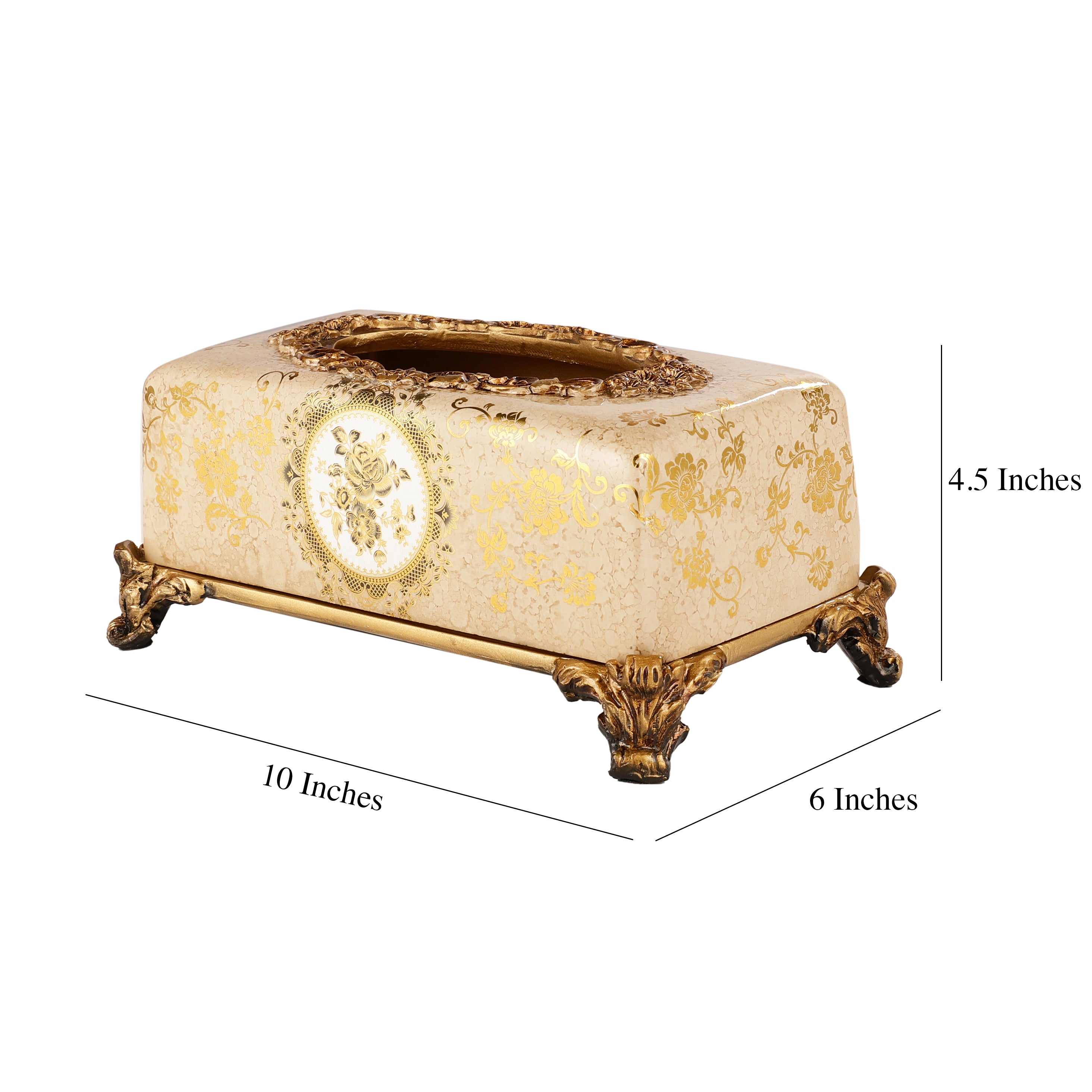 Cream & Gold Ornate Tissue Holder