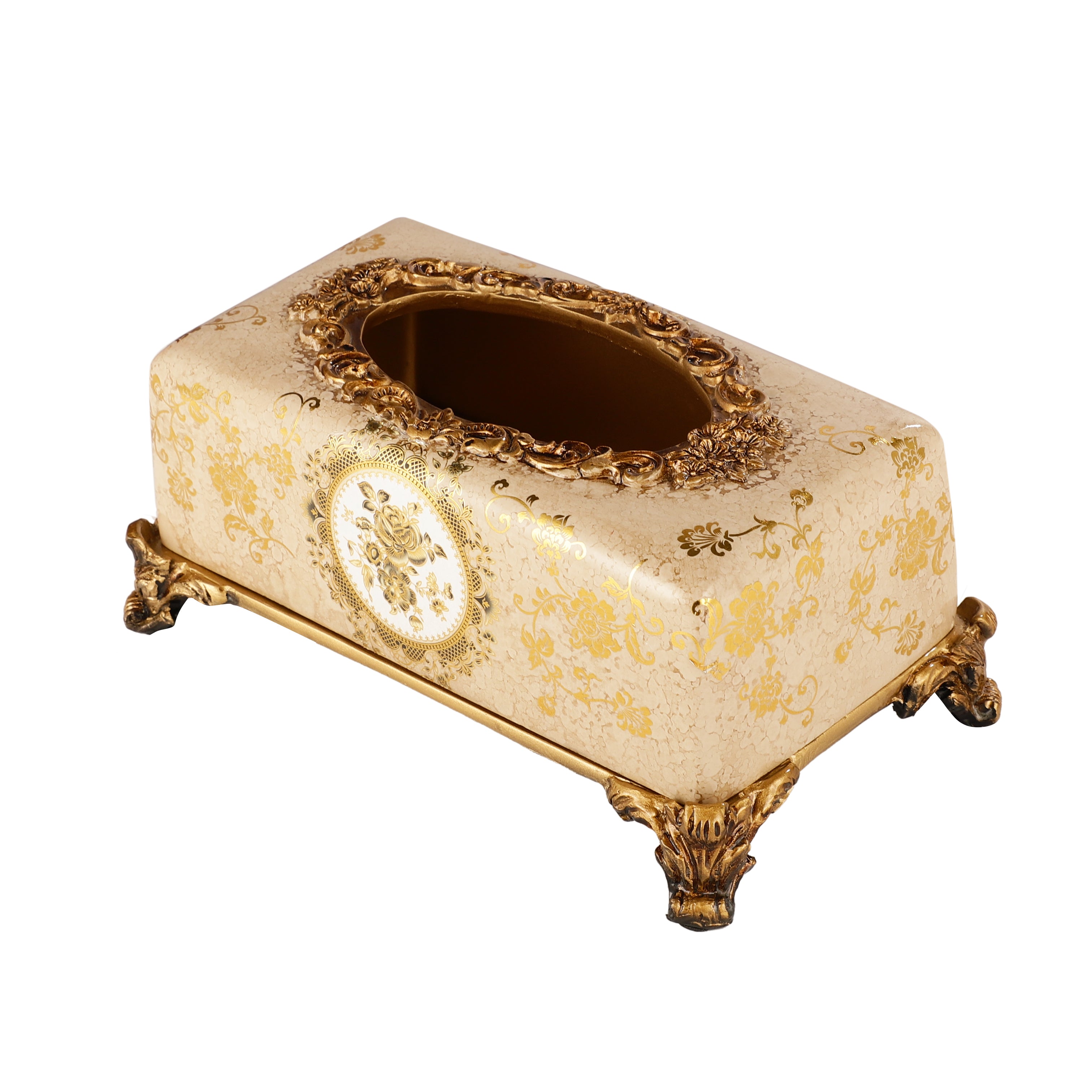 Cream & Gold Ornate Tissue Holder