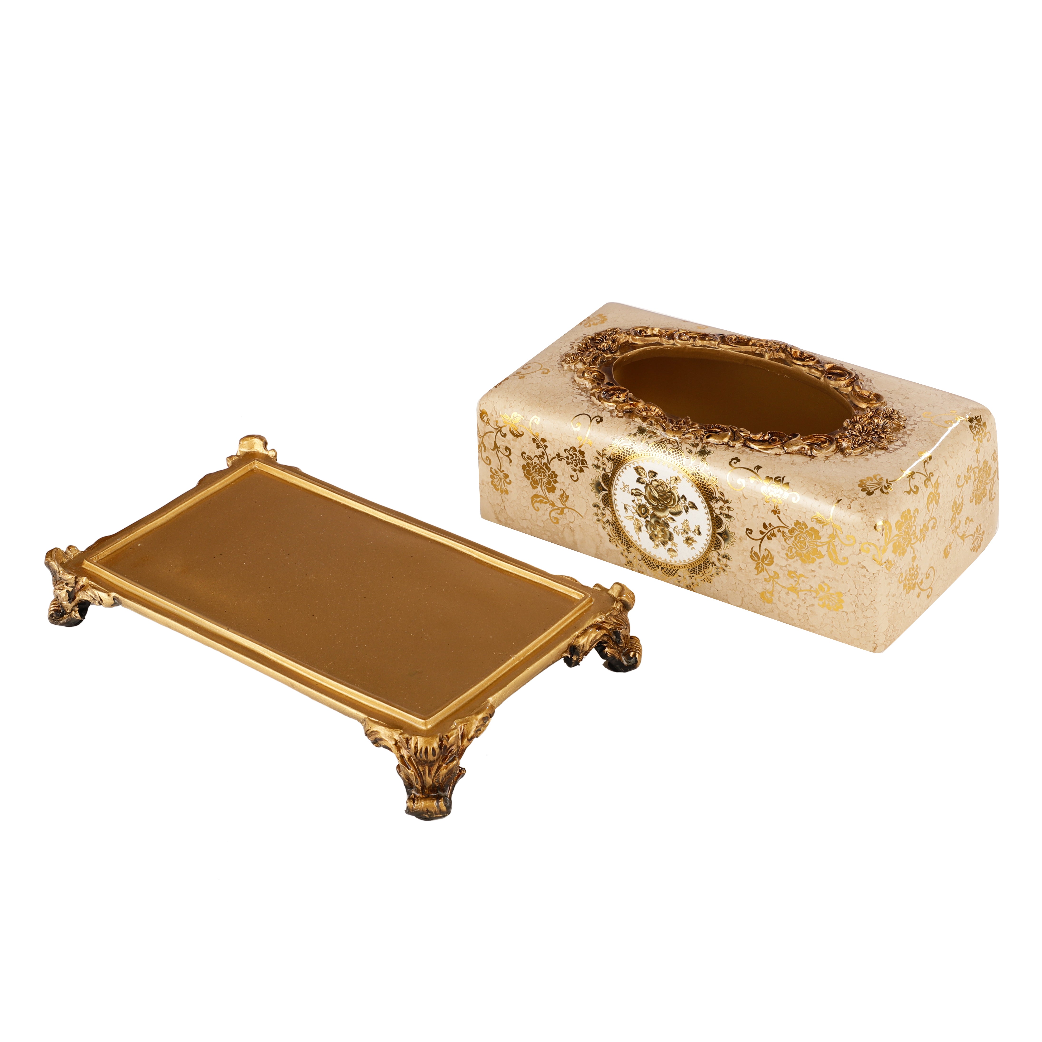 Cream & Gold Ornate Tissue Holder