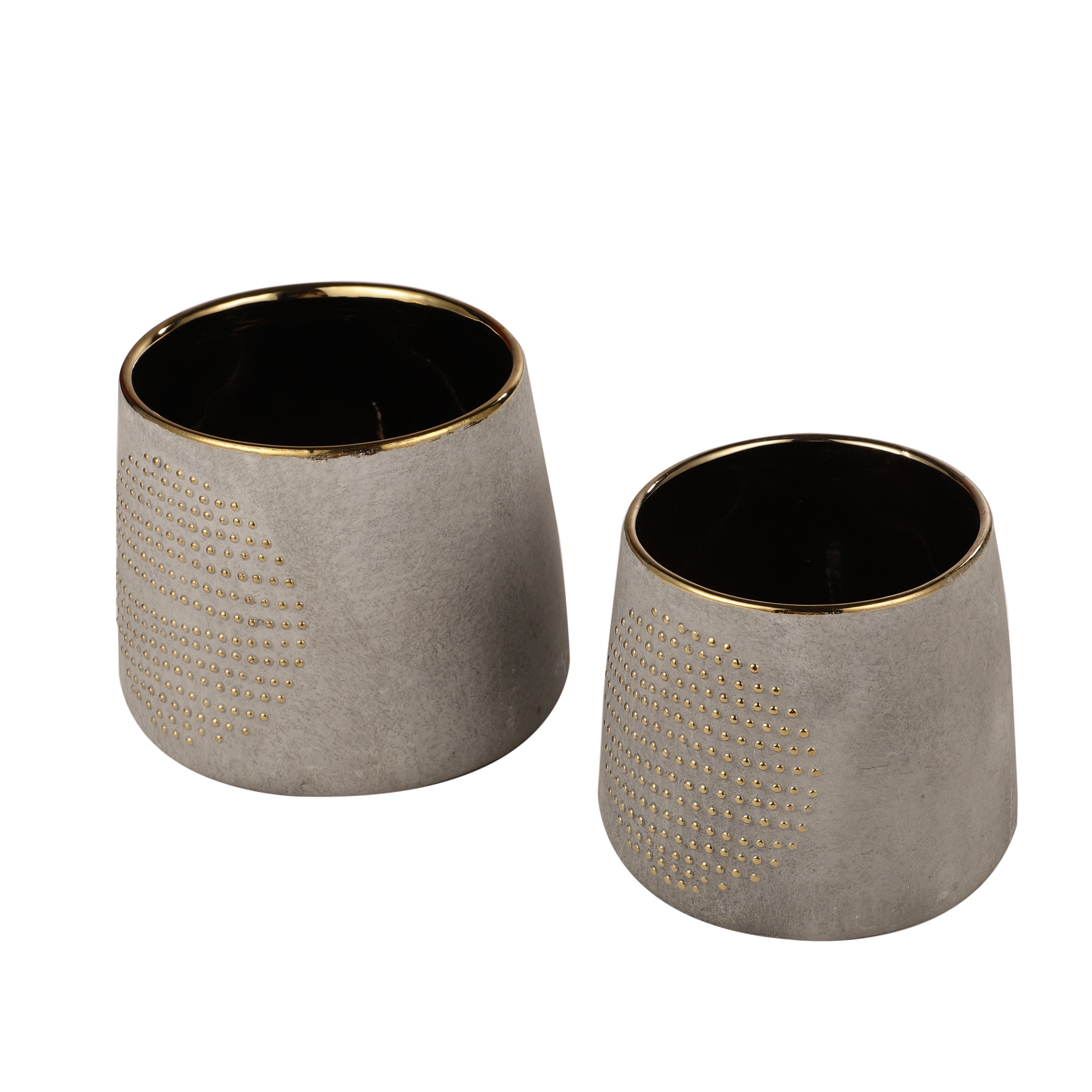 Gold Dotted Grey Planter (Single)