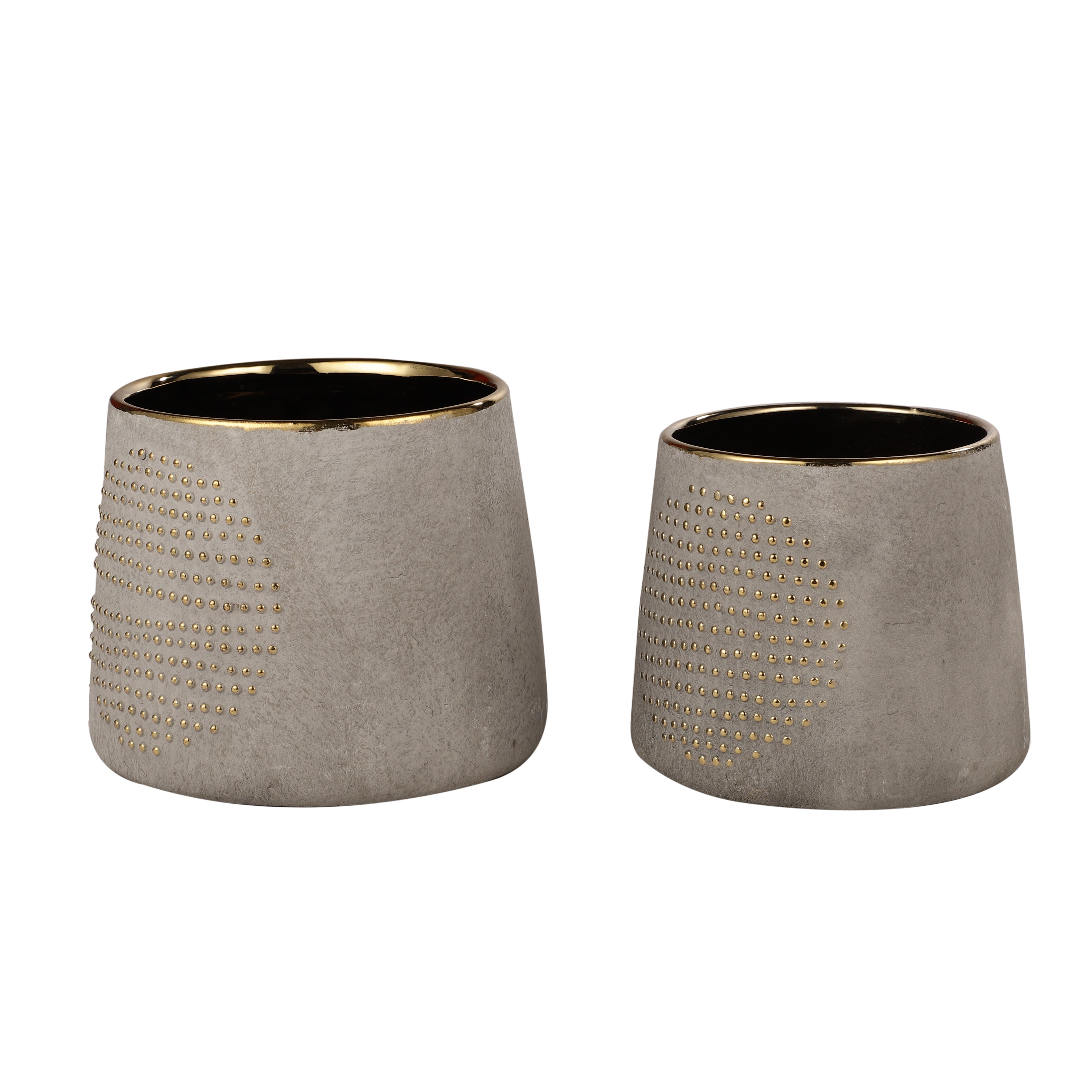 Gold Dotted Grey Planter (Single)