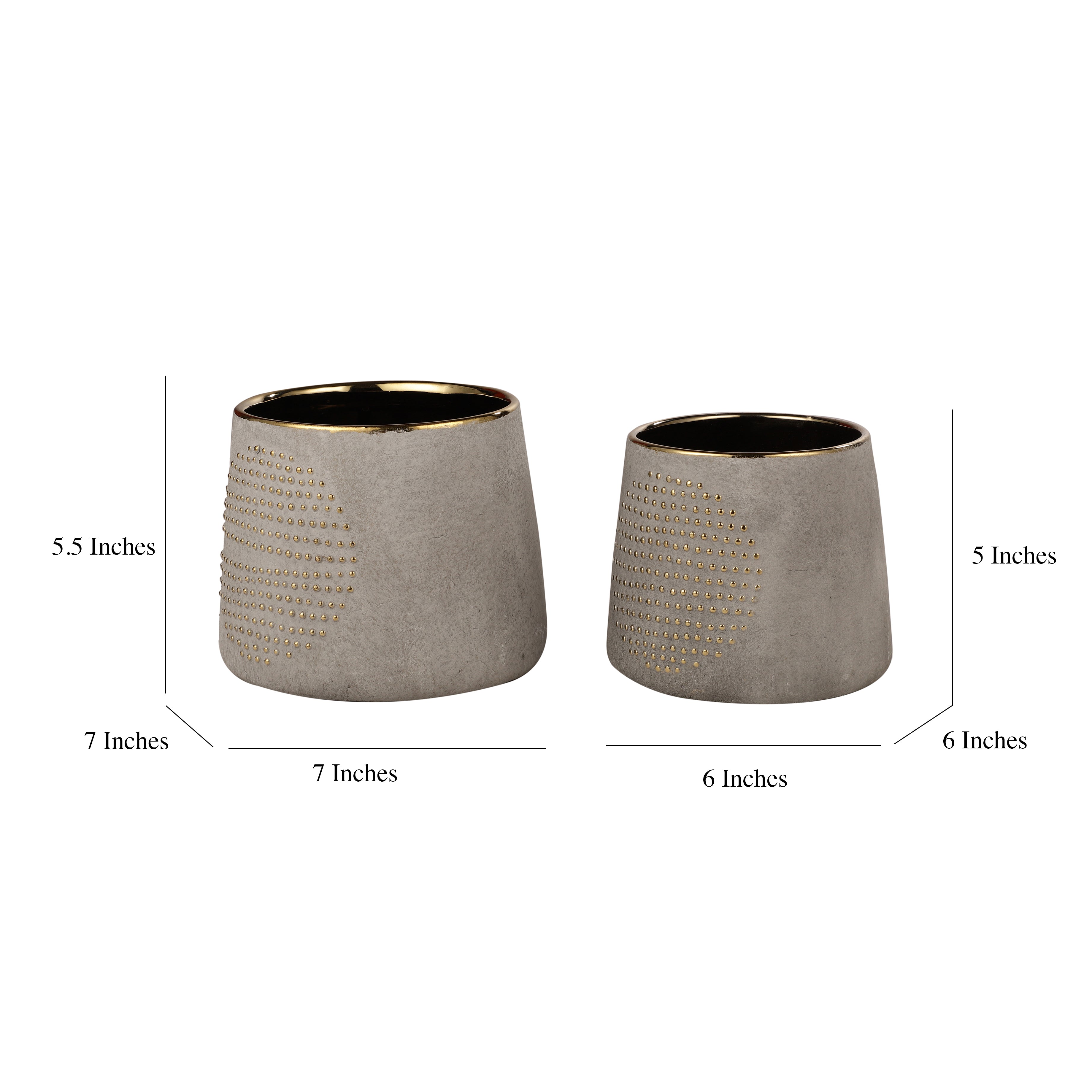 Gold Dotted Grey Planter (Single)