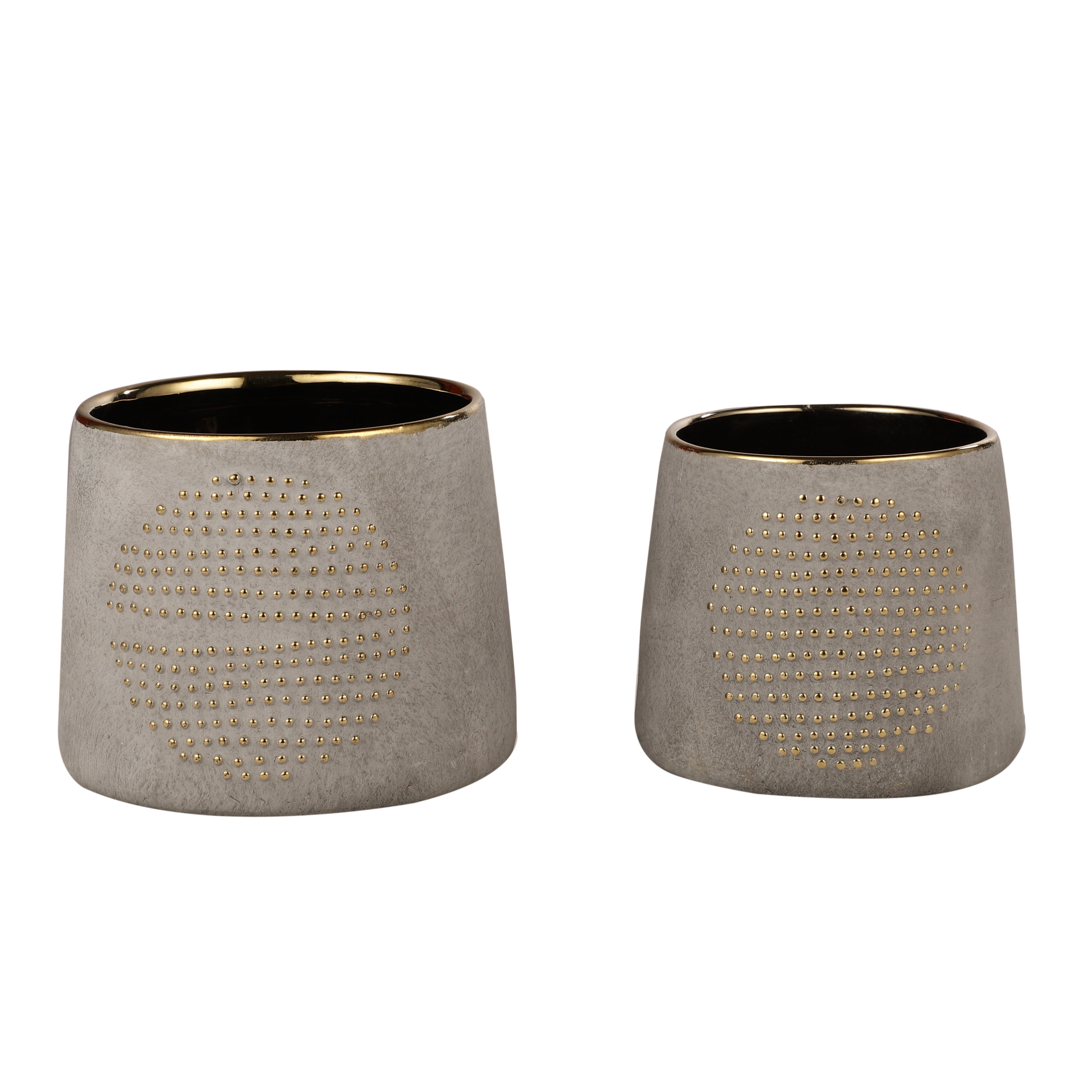 Gold Dotted Grey Planter (Single)