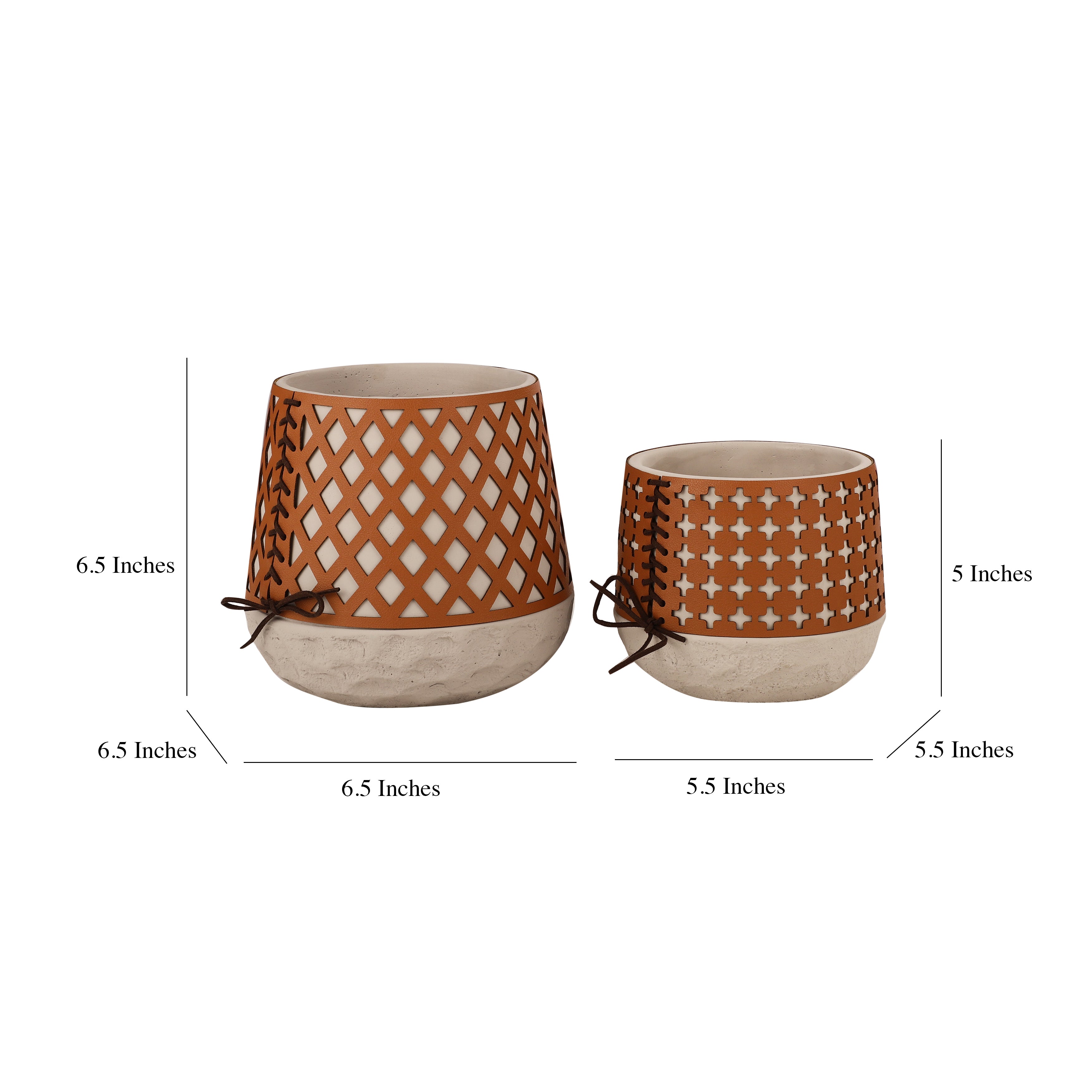 Brown Leather Cutwork Planter (Single)