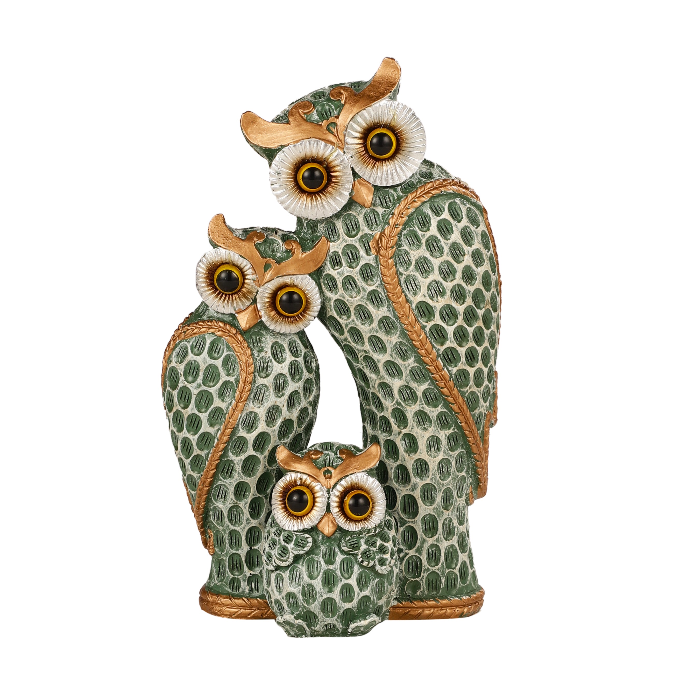 The Loving Owl Family Statue (Green)