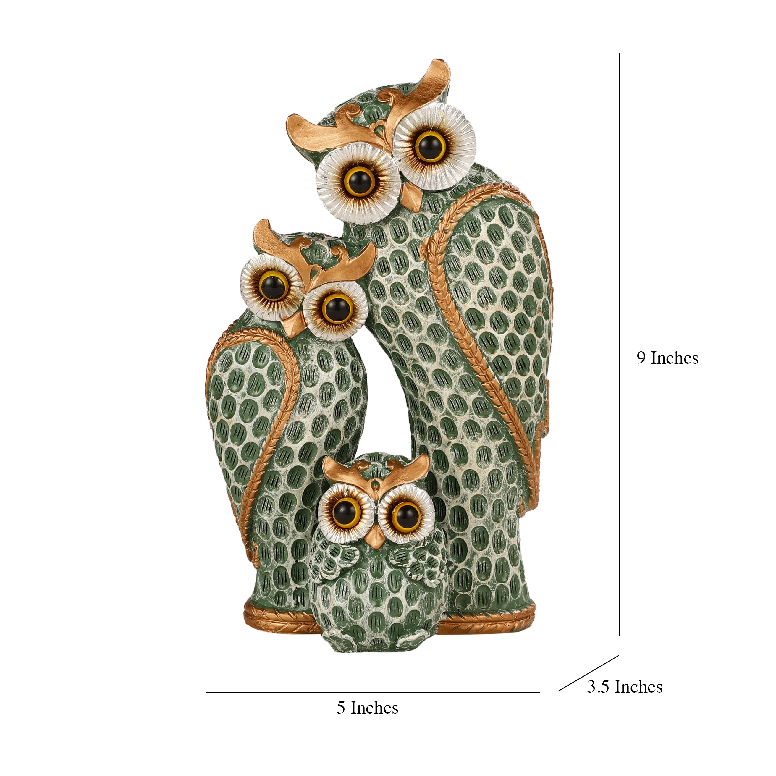 The Loving Owl Family Statue (Green)