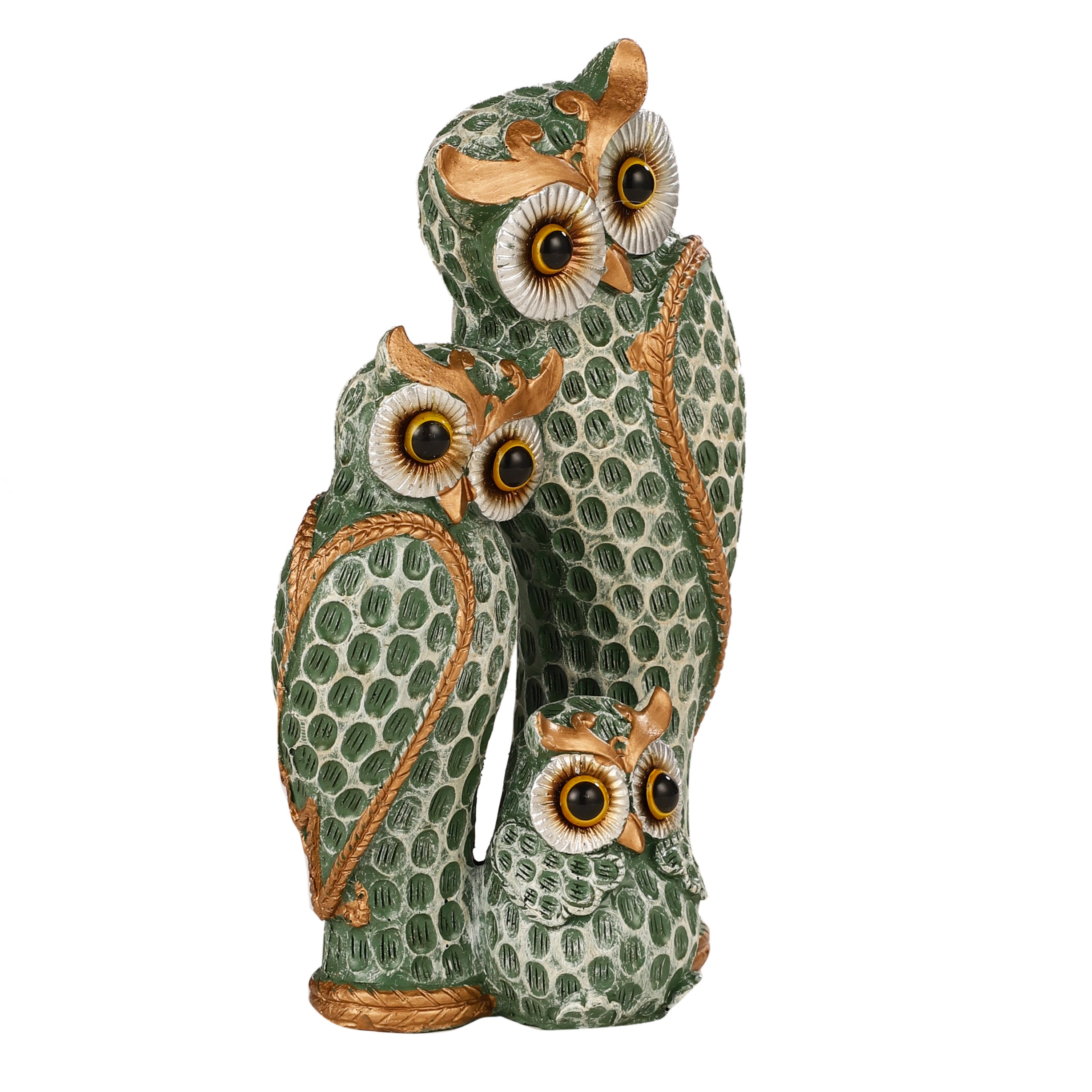 The Loving Owl Family Statue (Green)