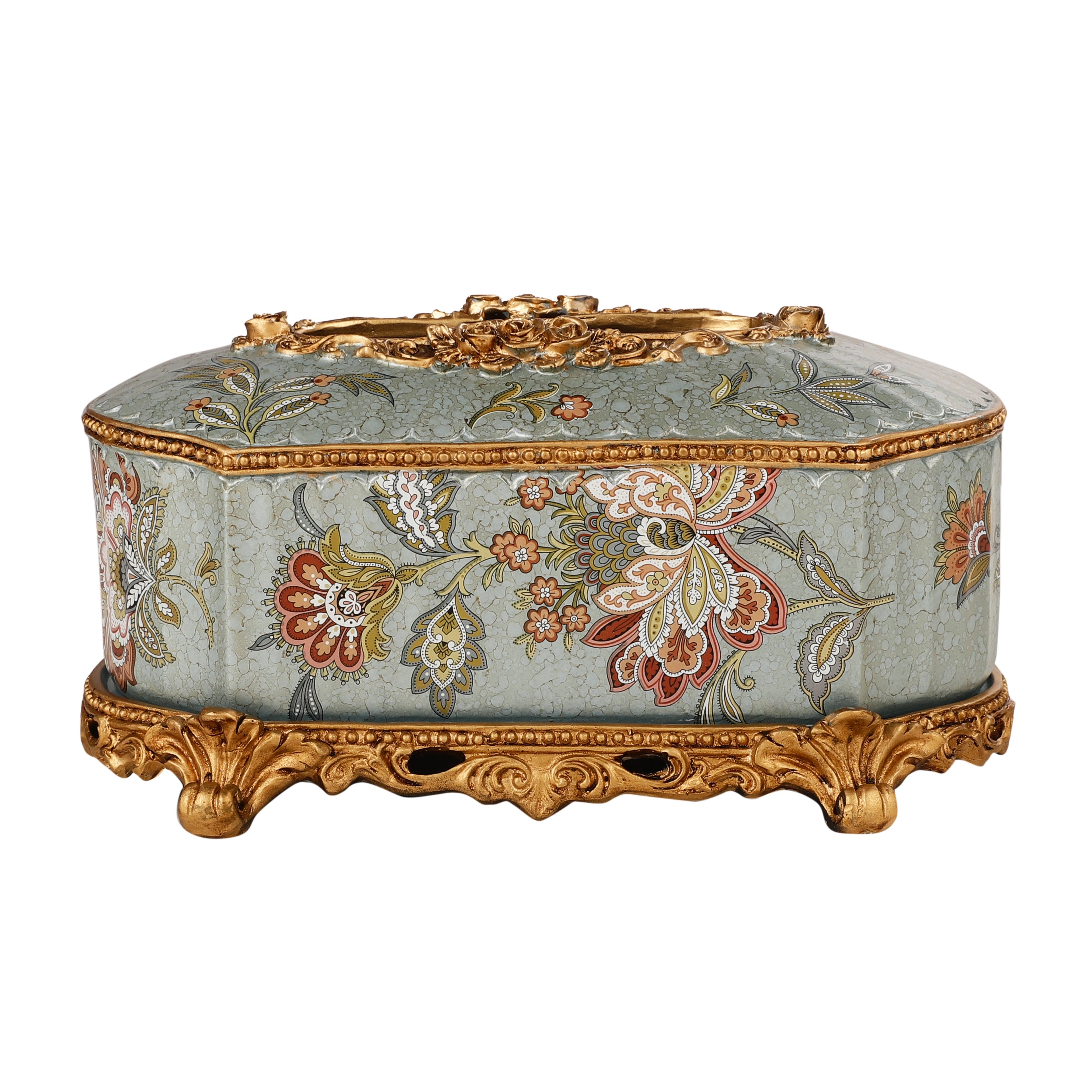 Blue Floral Pattern Tissue Holder