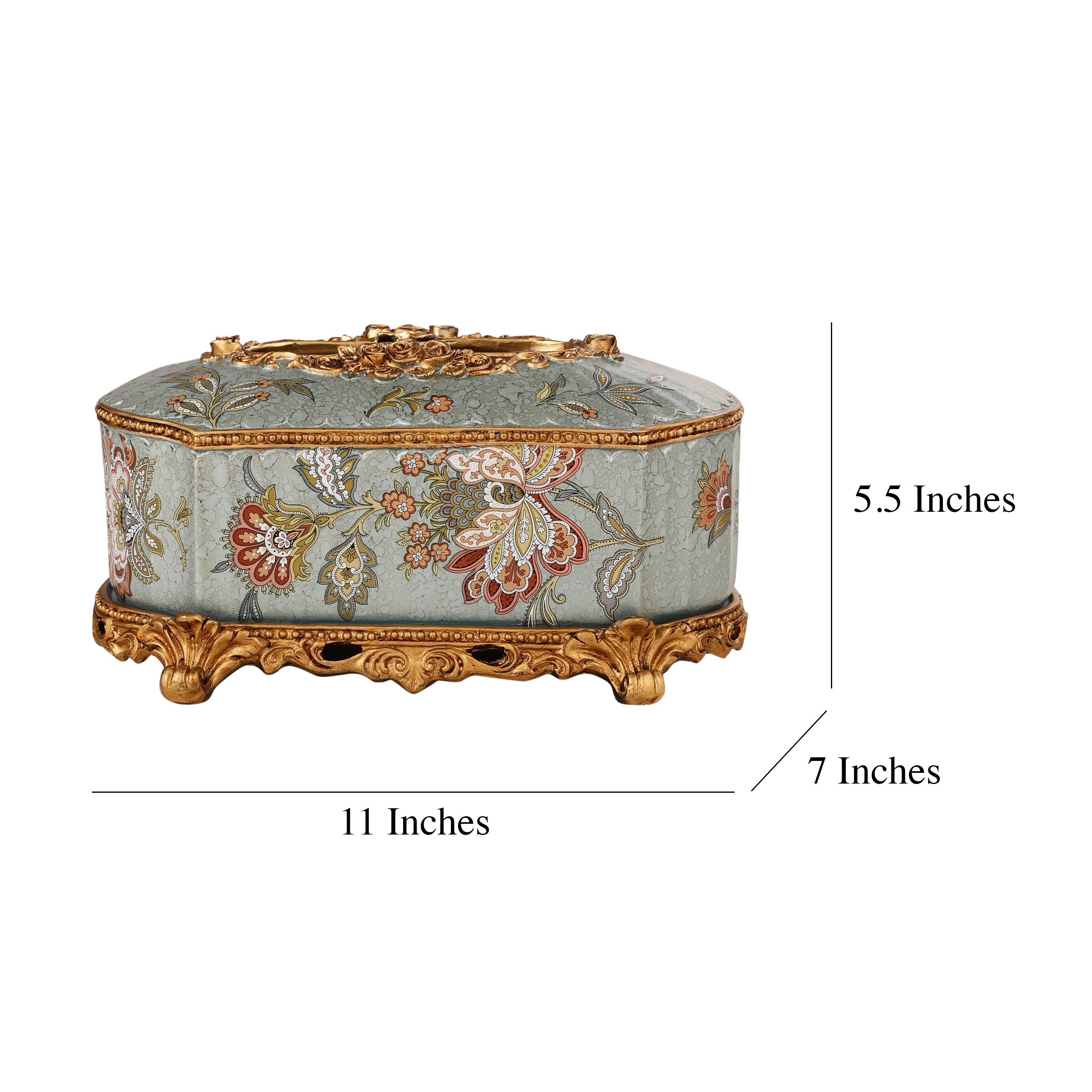 Blue Floral Pattern Tissue Holder