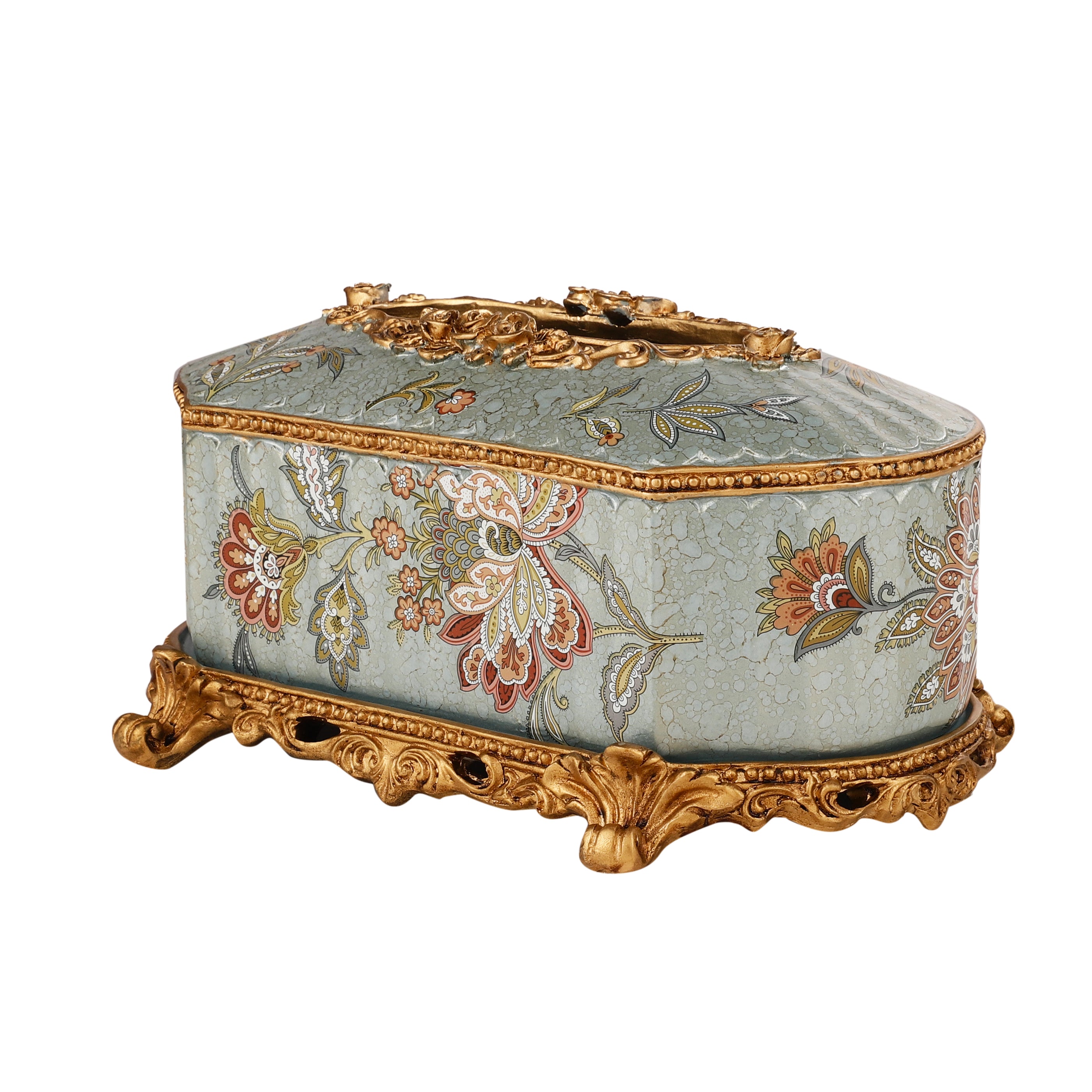 Blue Floral Pattern Tissue Holder