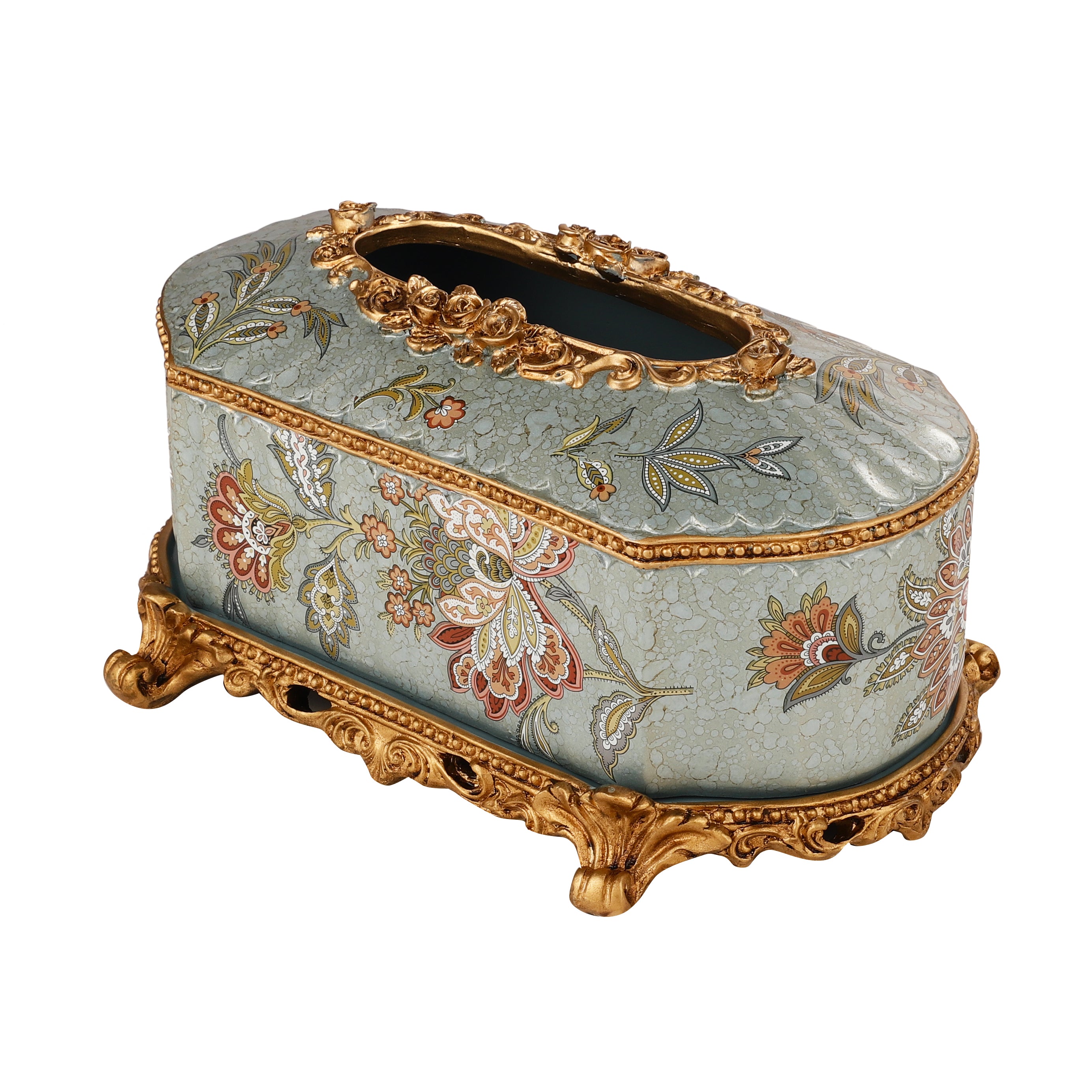 Blue Floral Pattern Tissue Holder