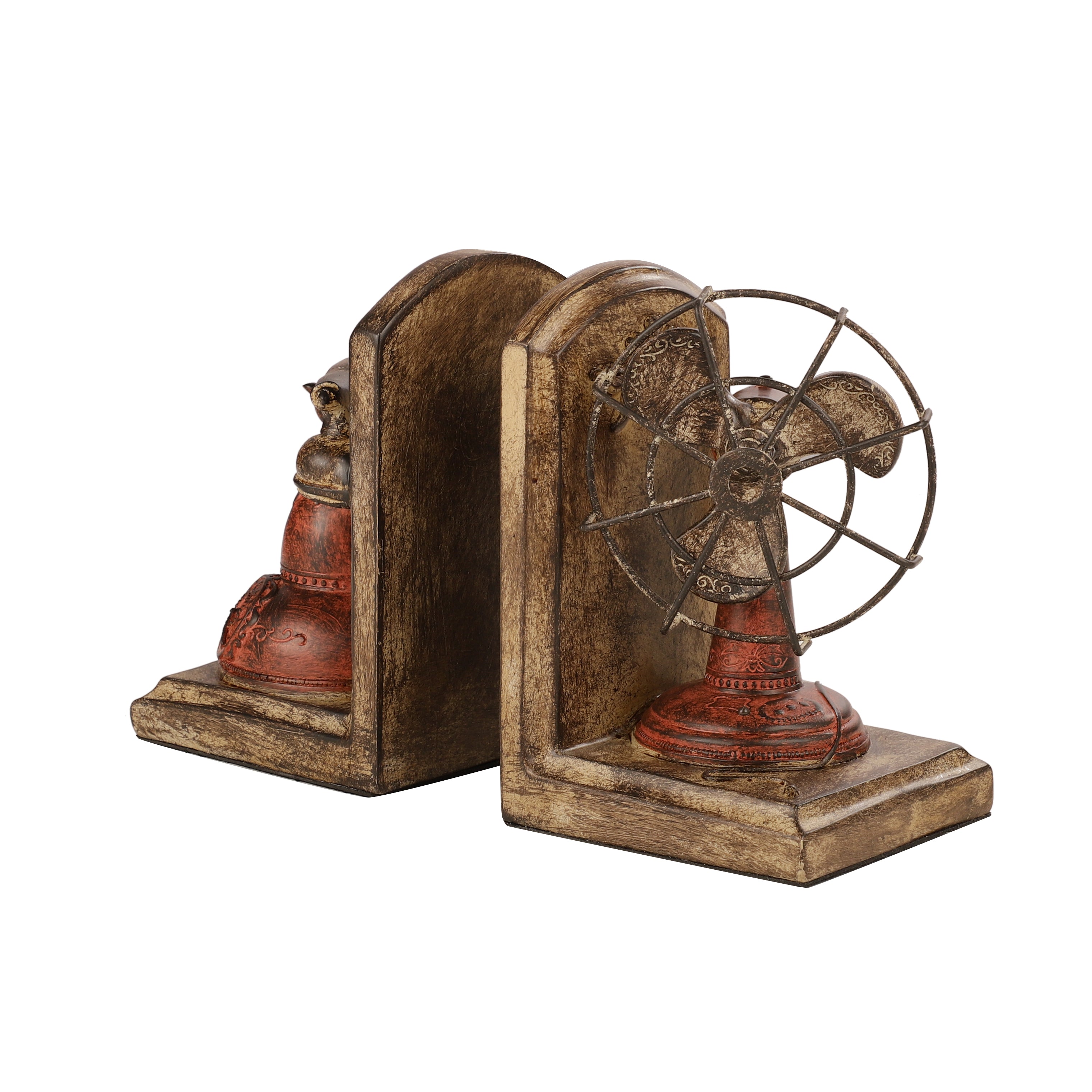 Antique Telephone & Fan Bookends