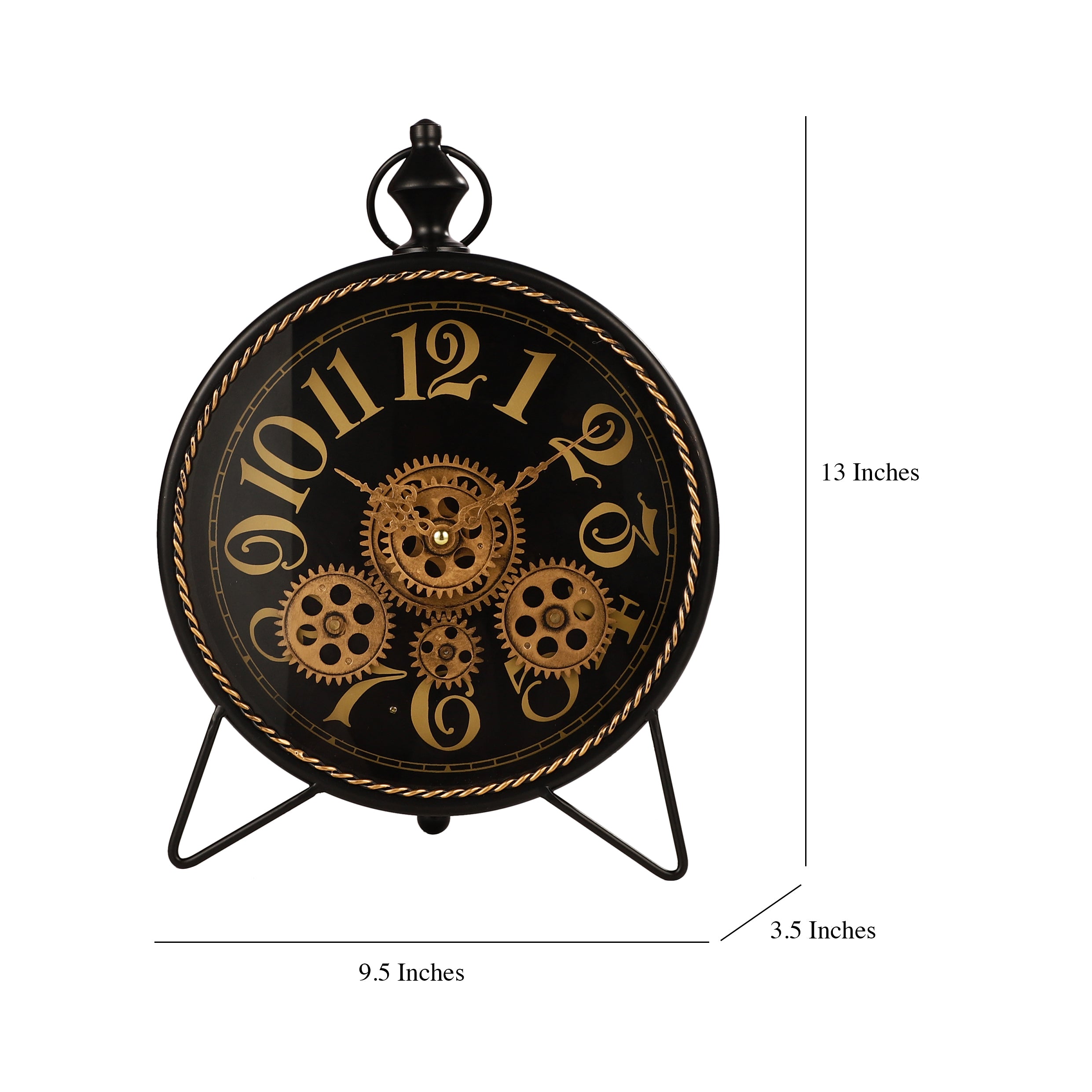 Round Vintage Black Table Clock