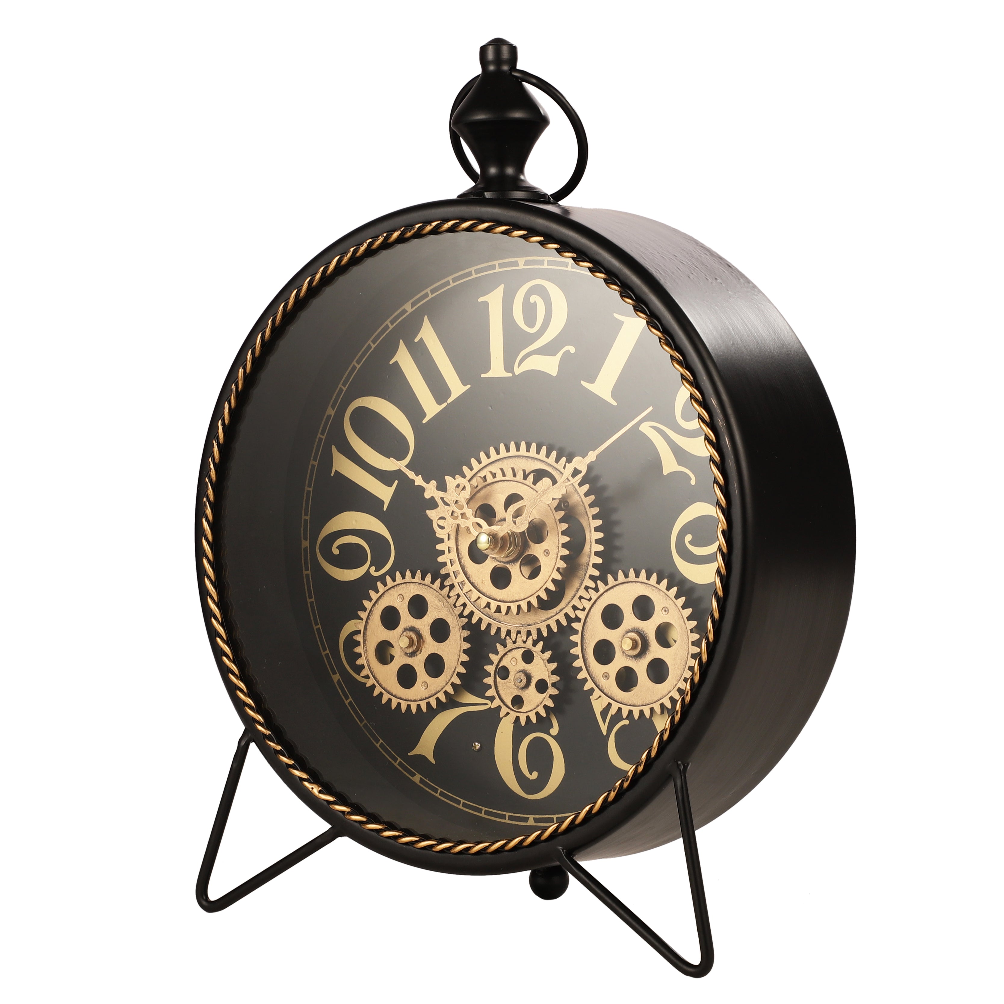 Round Vintage Black Table Clock