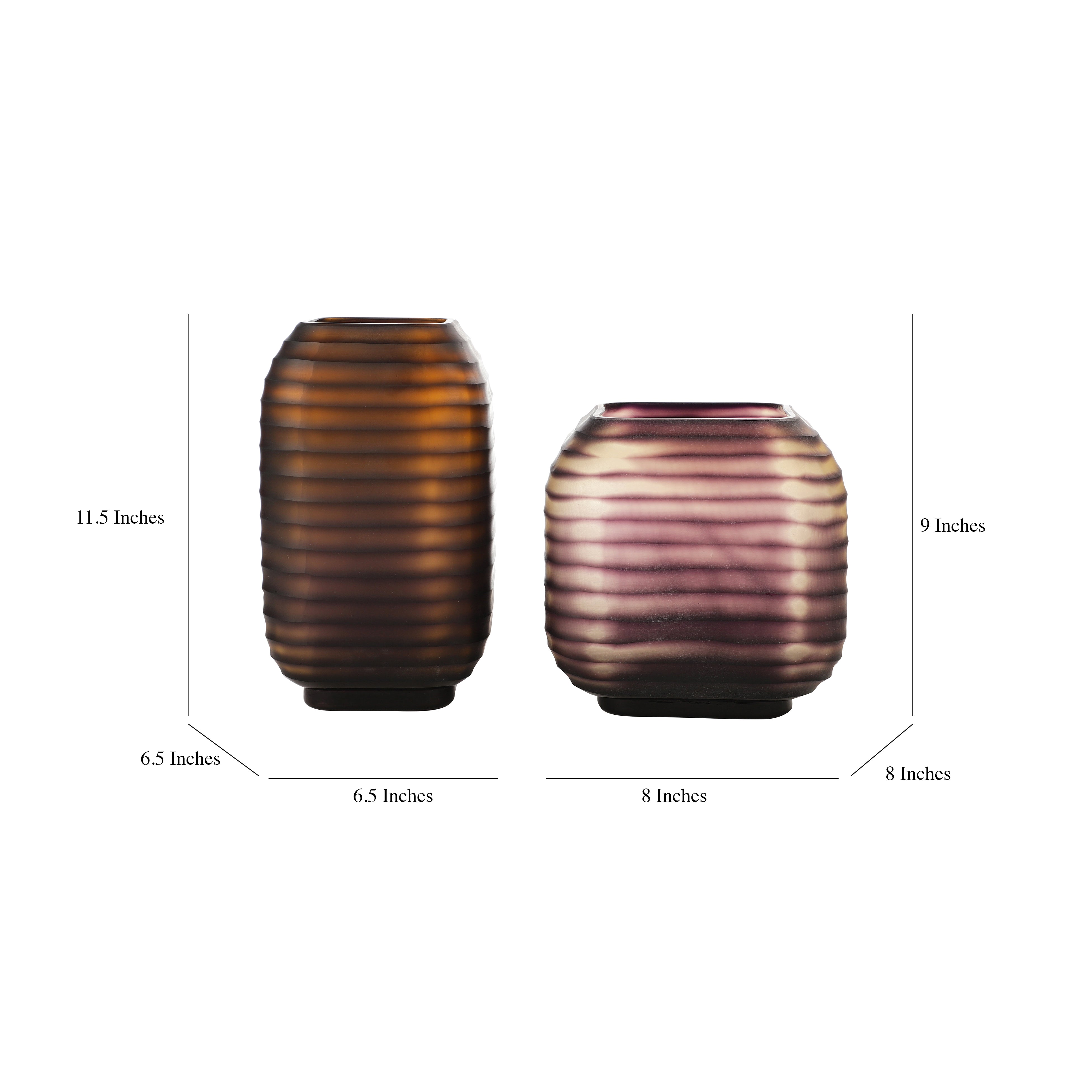 Dual Tone Ribbed Brown Glass Vase (Single)