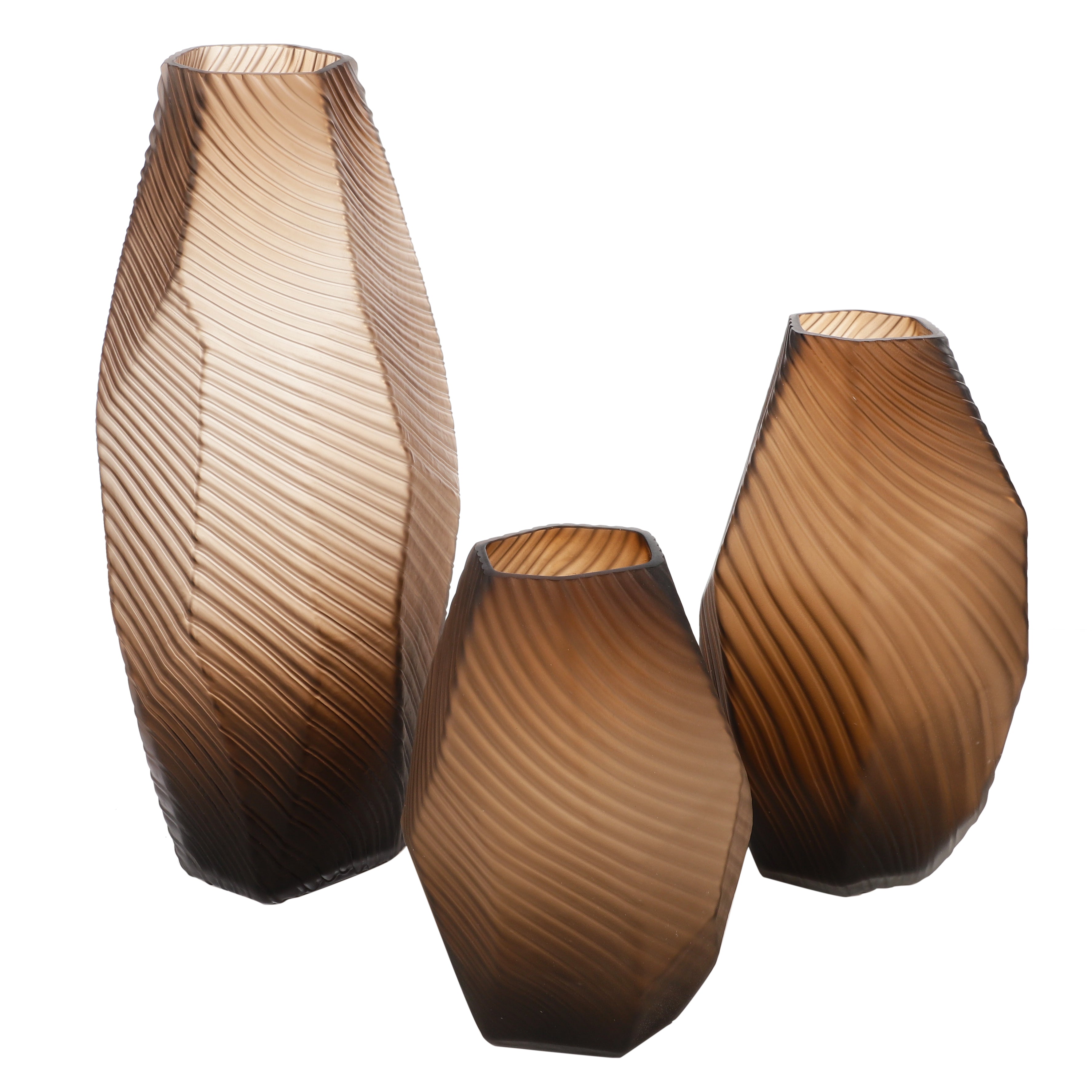 Modern Sculpted Brown Glass Vase (Single)