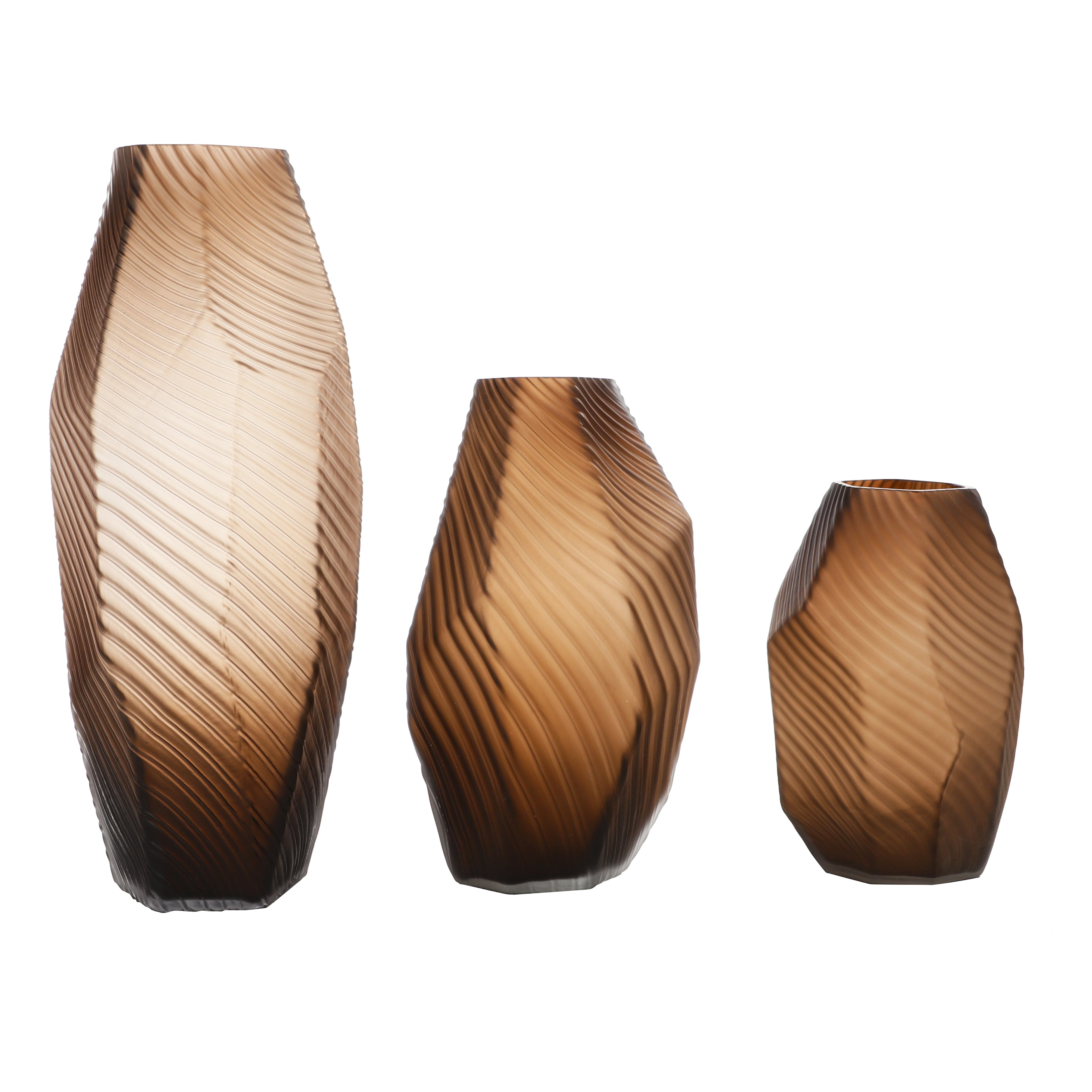 Modern Sculpted Brown Glass Vase (Single)