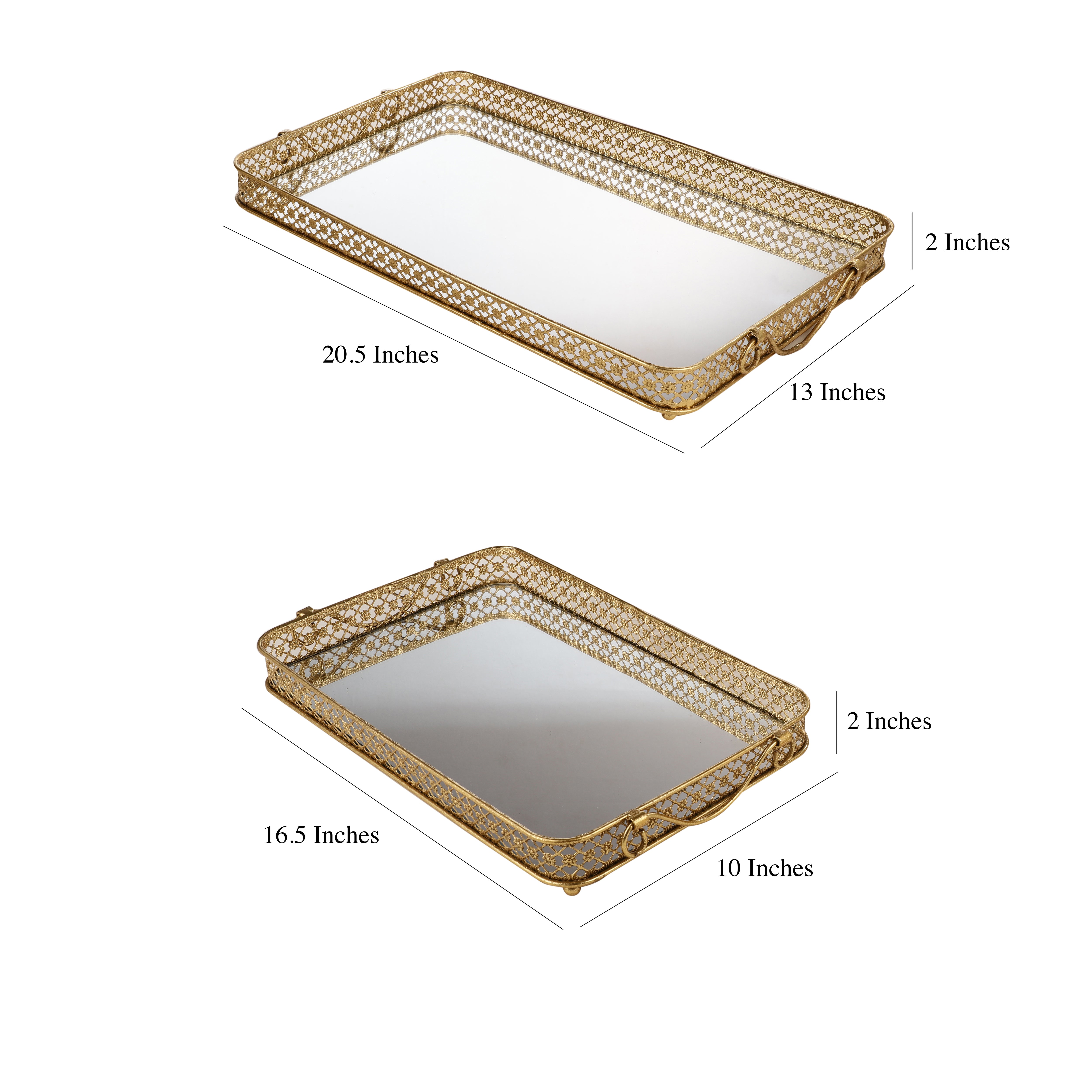 Meshed Rectangle Mirror Tray (Single)