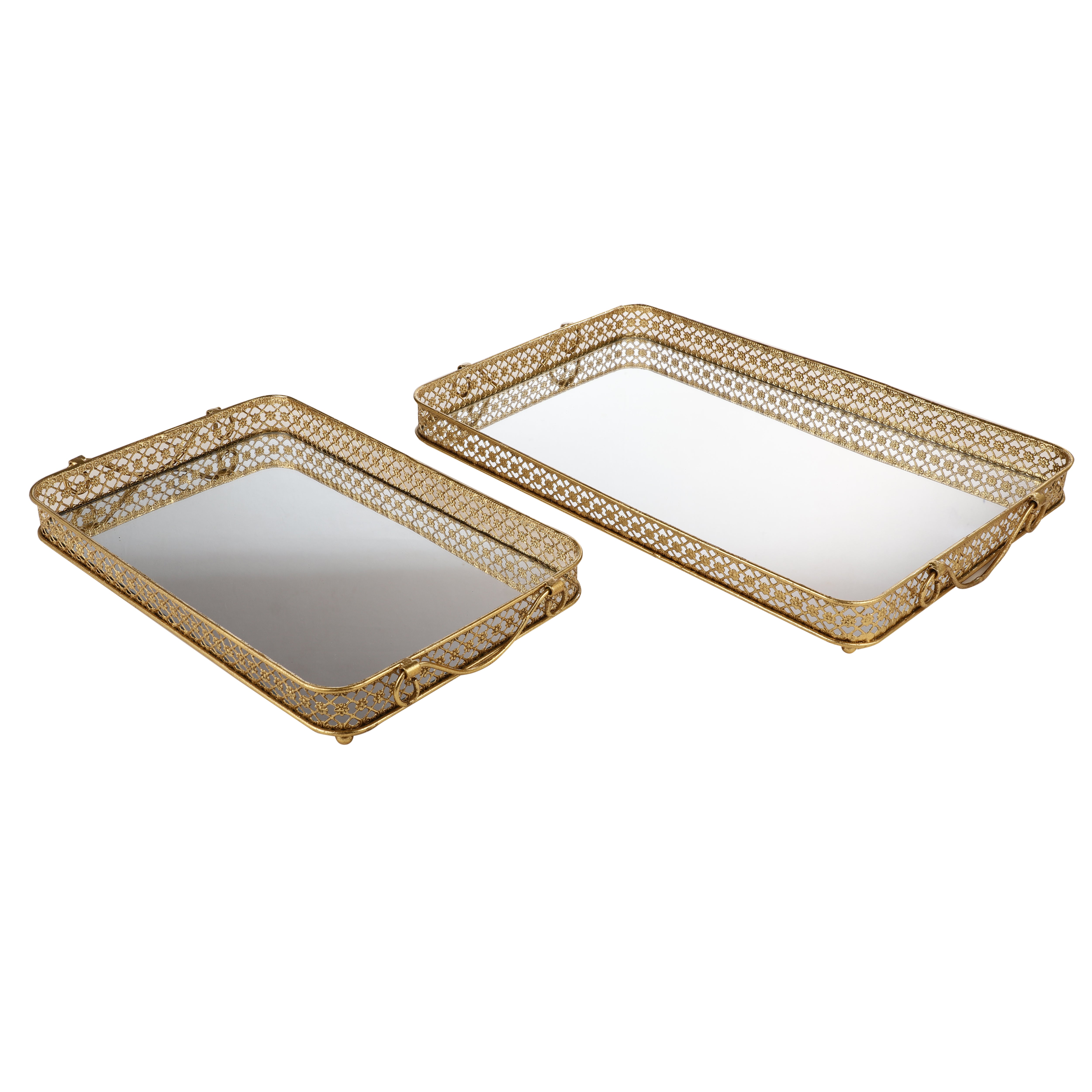 Meshed Rectangle Mirror Tray (Single)