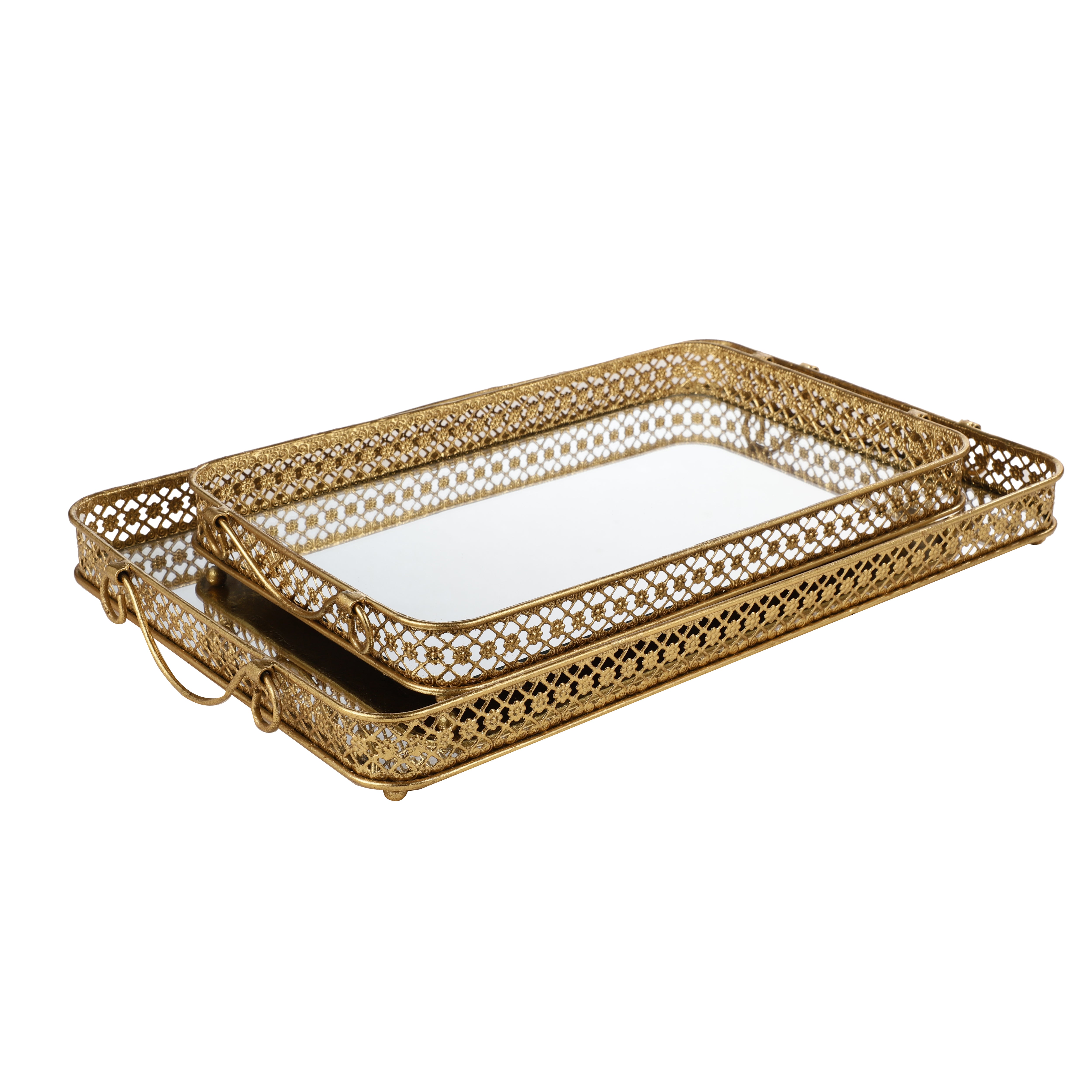 Meshed Rectangle Mirror Tray (Single)