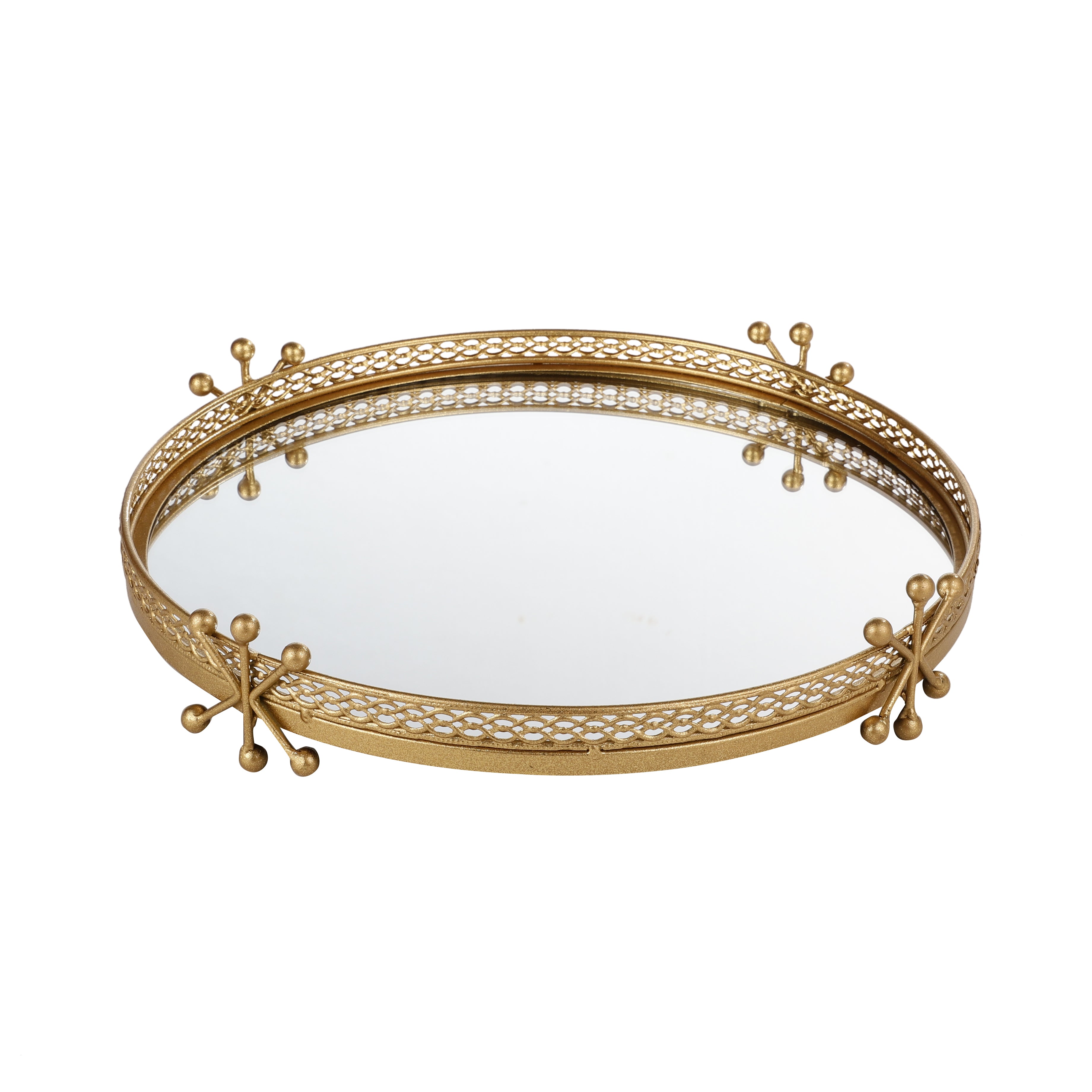 Meshed Round Mirror Tray